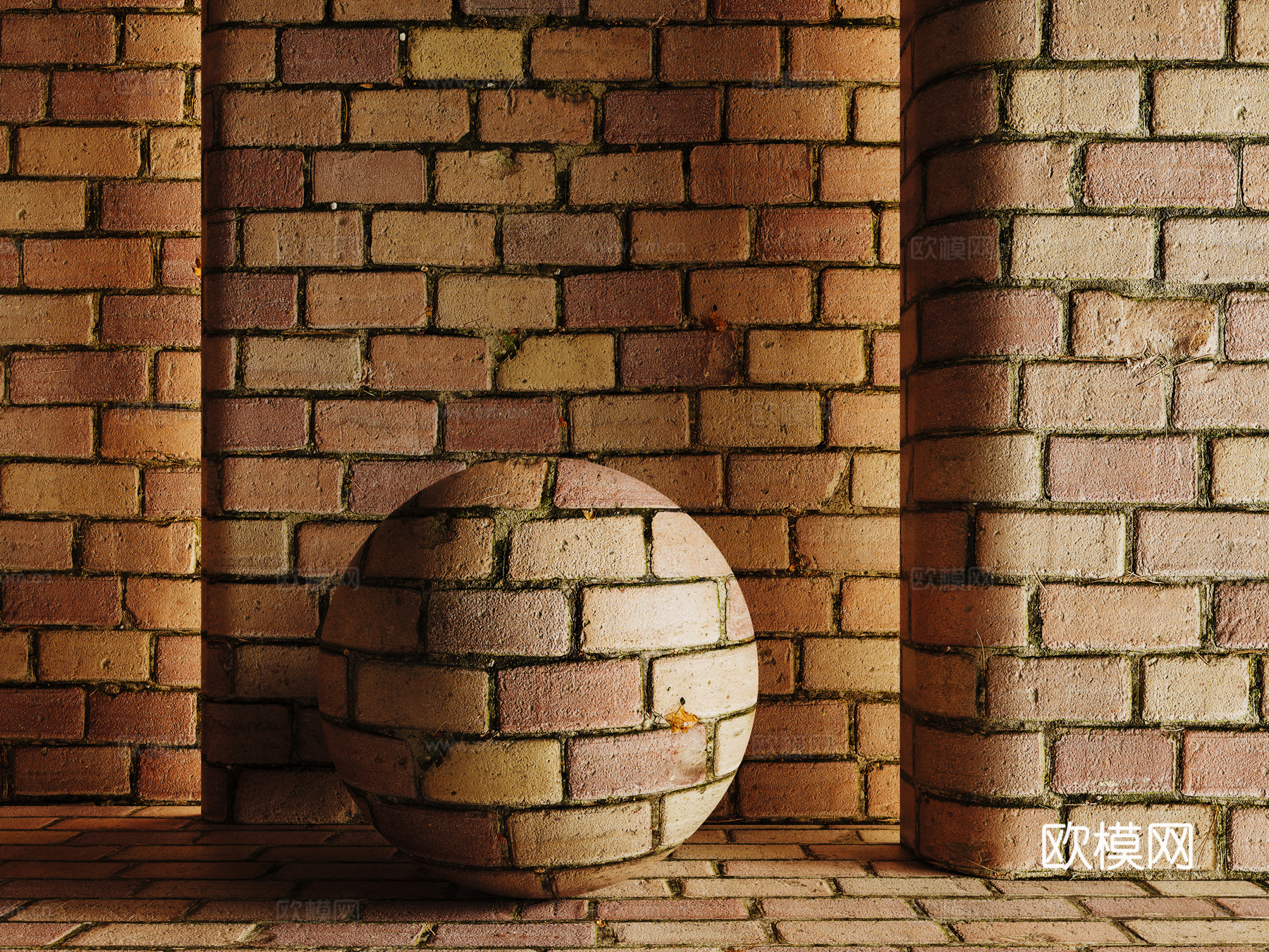 现代户外地砖 铺路砖 路面 地砖铺贴 墙砖3d模型