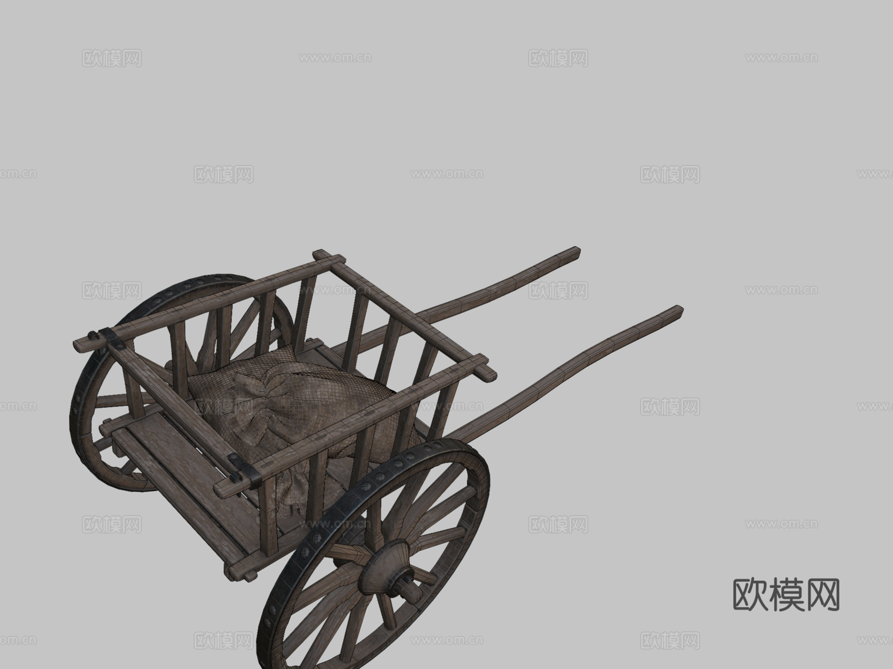 木制推车su模型