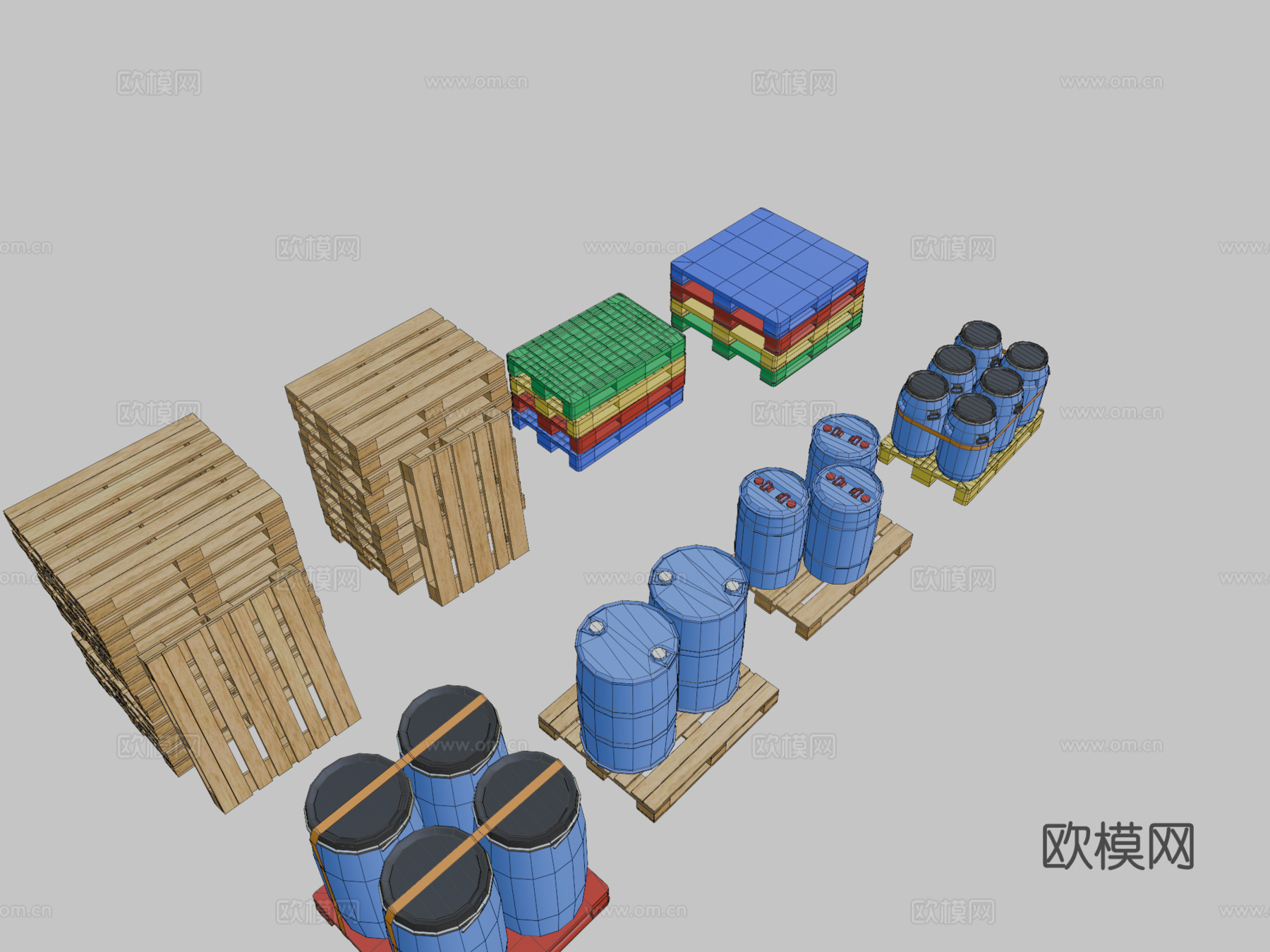 托盘和塑料桶su模型