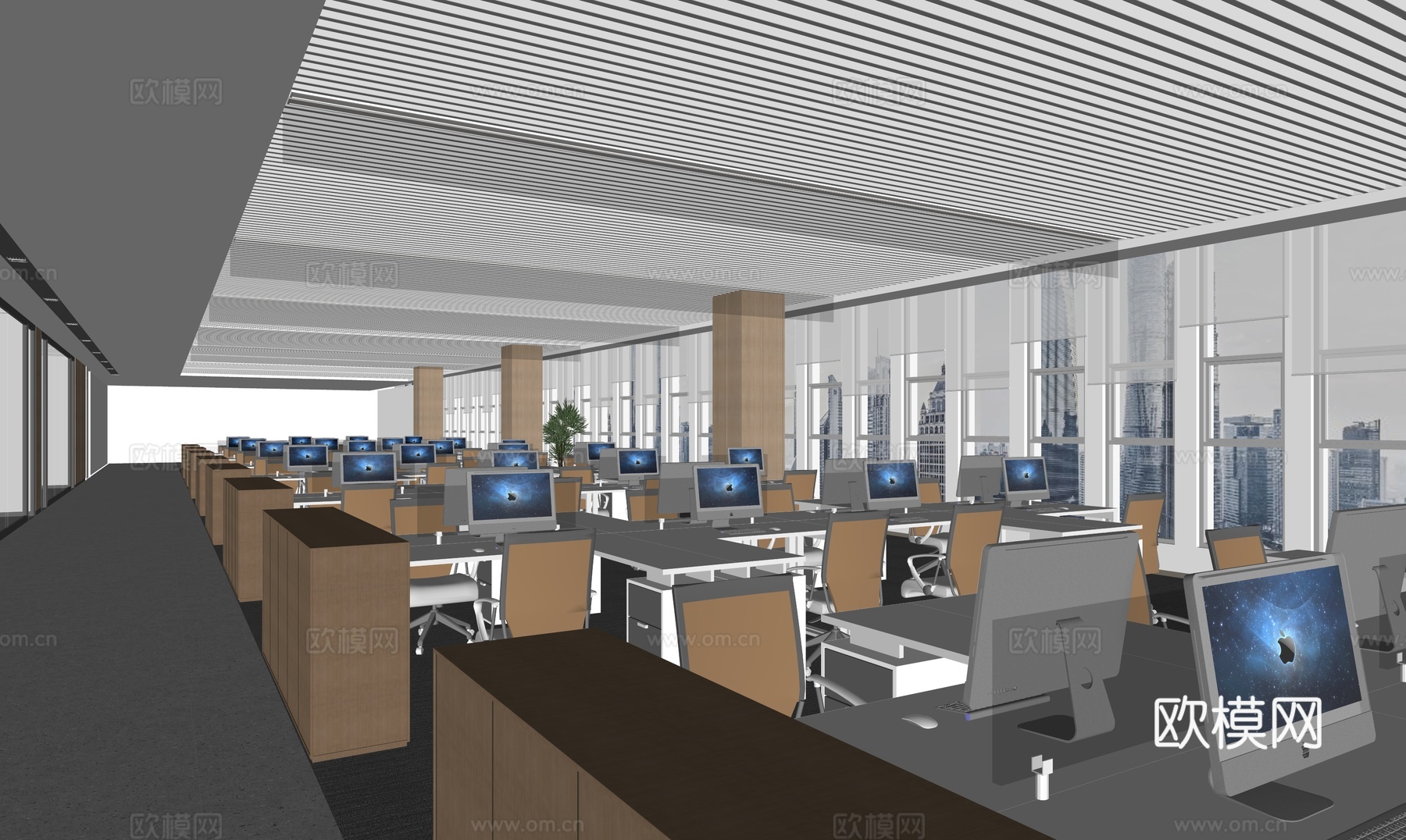 公共办公区   员工办公区su模型