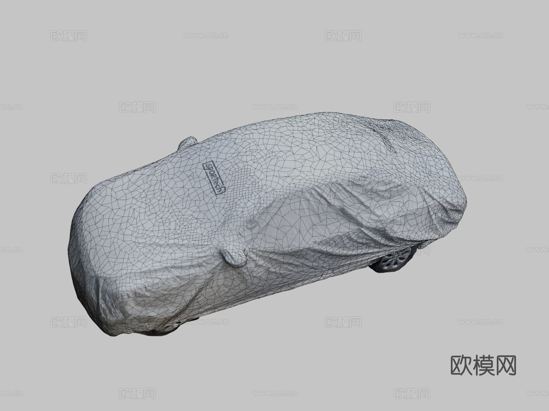 覆盖灰色布料的车2su模型