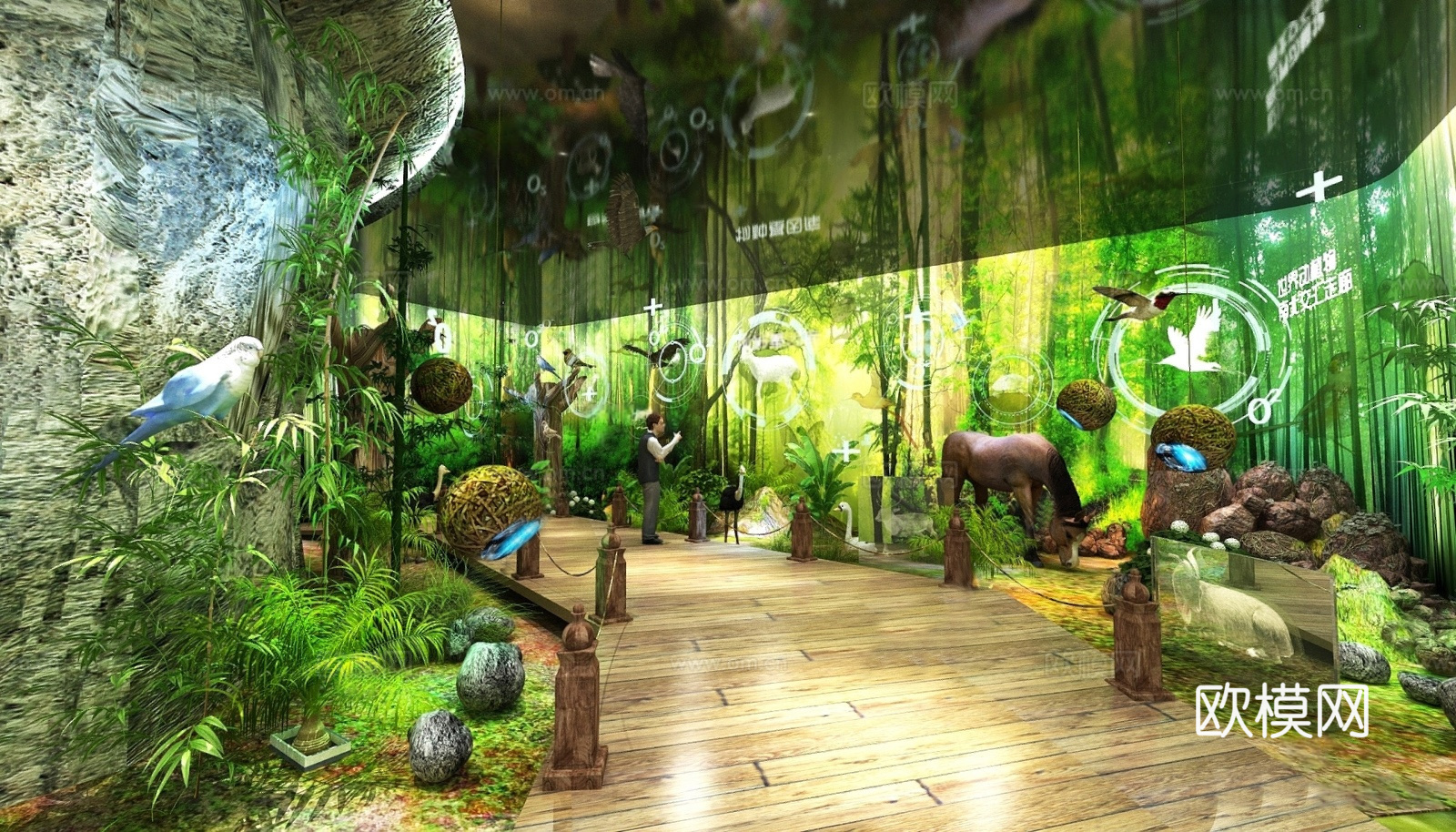 现代生态科技展厅 自然展厅 生态走廊沉浸展厅su模型
