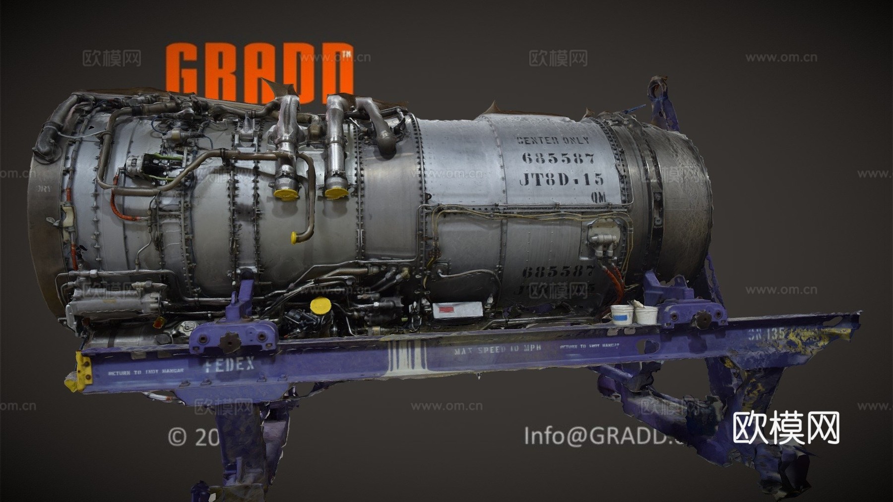 GRADD 3D模型普惠JT8D15发动机su模型