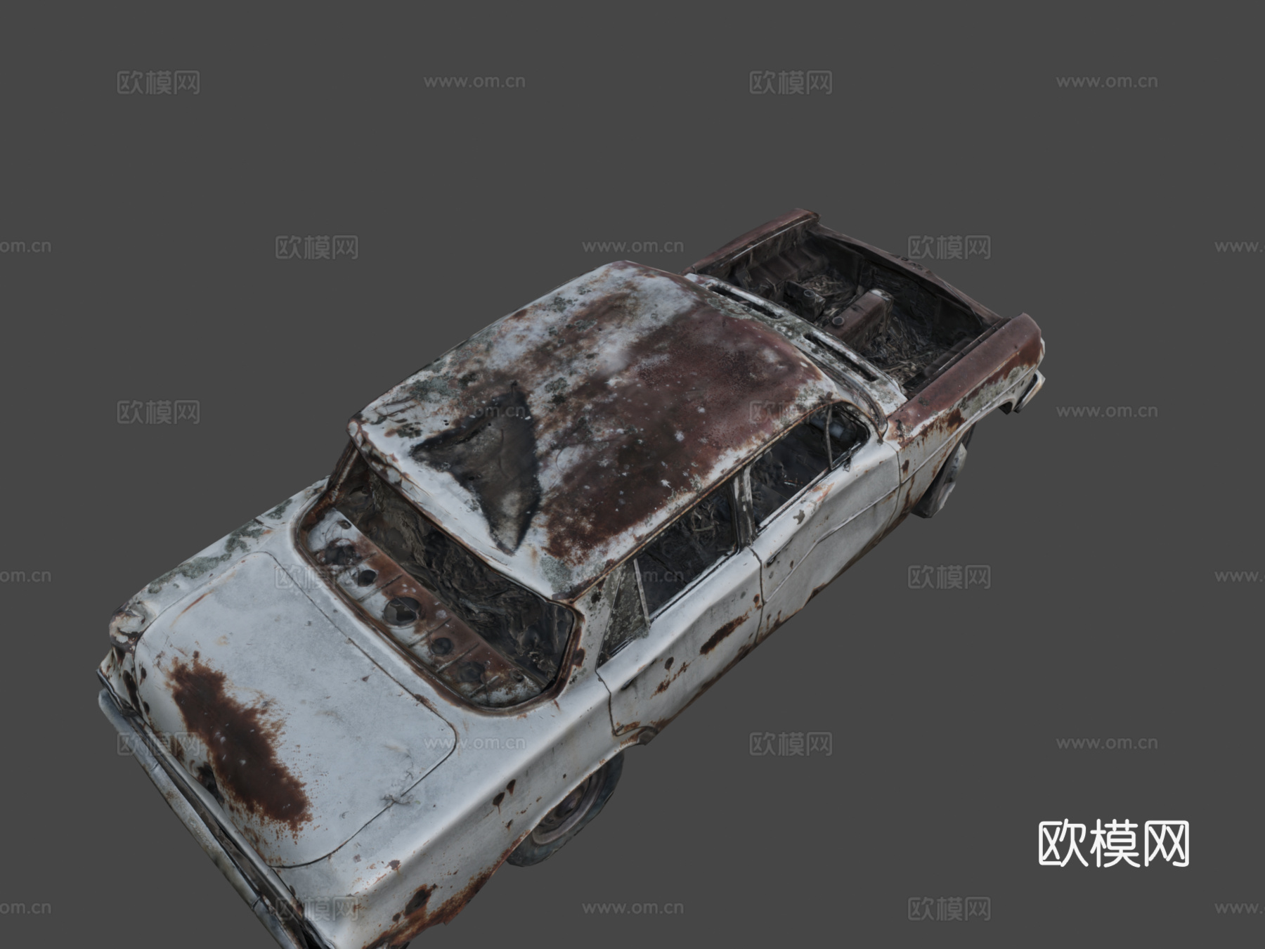 废弃轿车游戏就绪来自扫描su模型