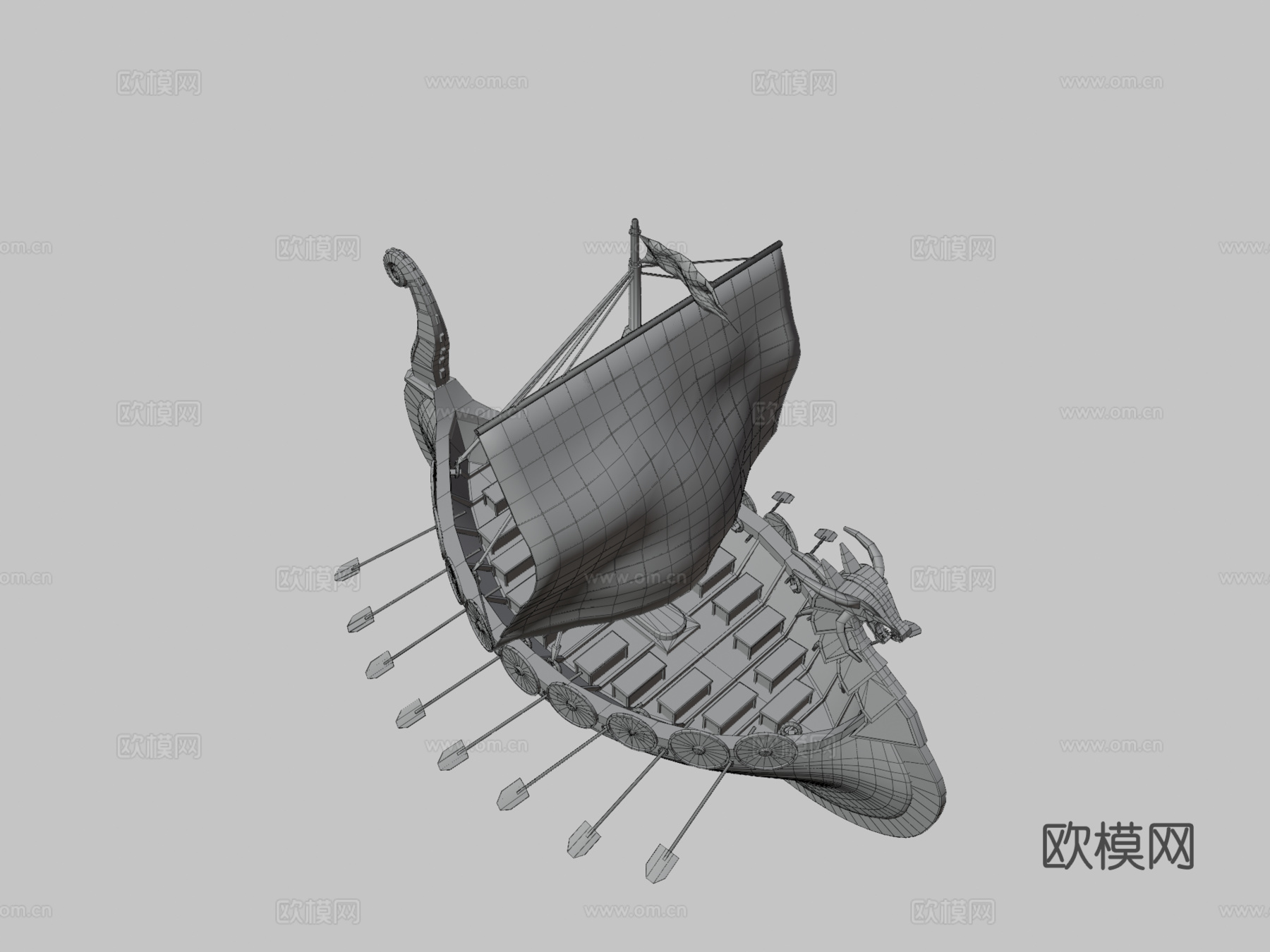 风格化 维京船su模型