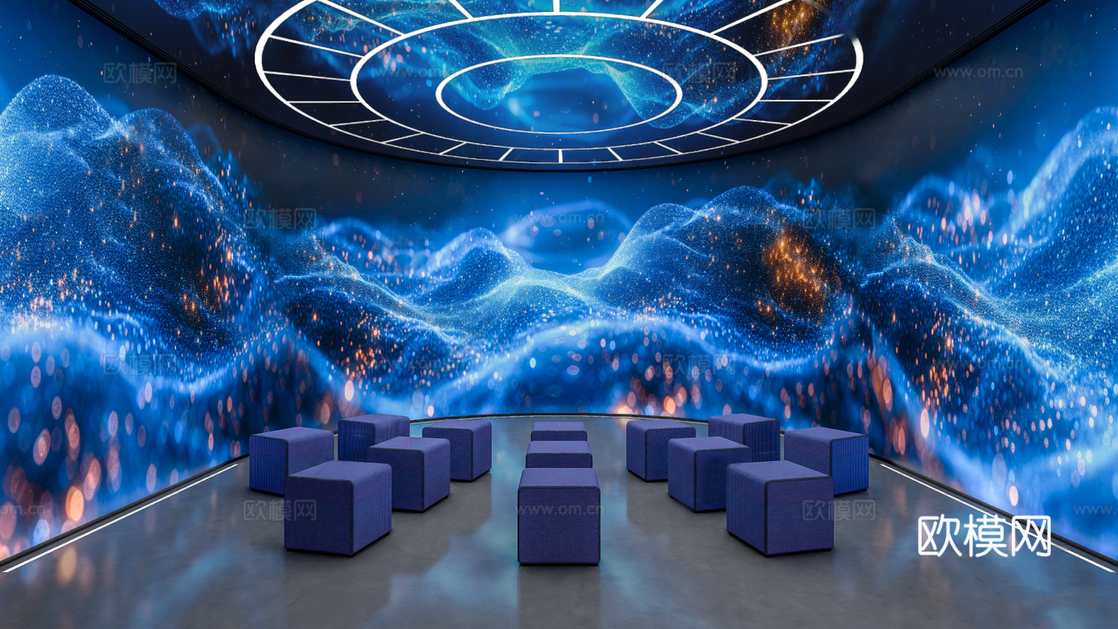 现代科技多媒体展厅 沉浸式科技影院 展厅su模型