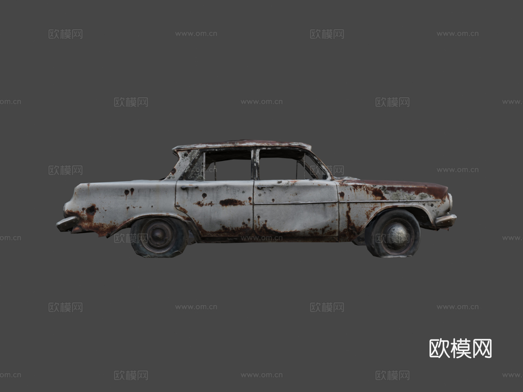 废弃轿车游戏就绪来自扫描su模型