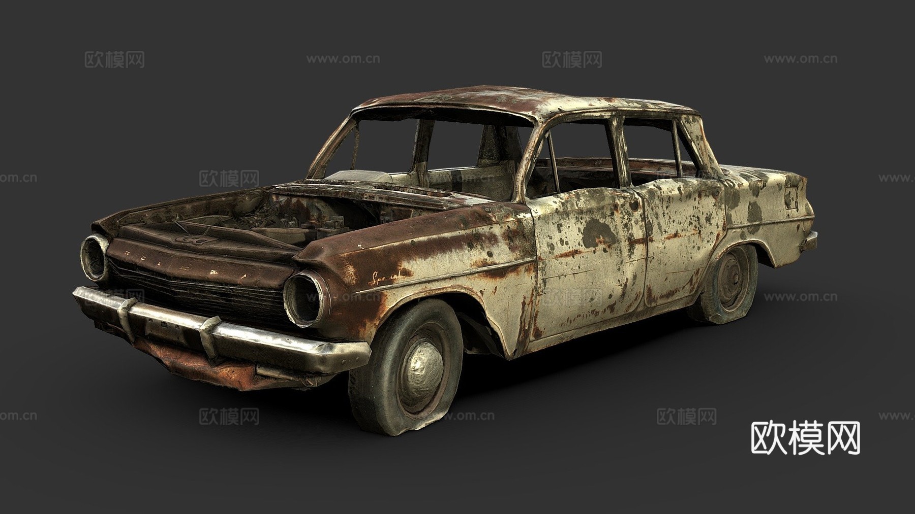 废弃轿车游戏就绪来自扫描su模型