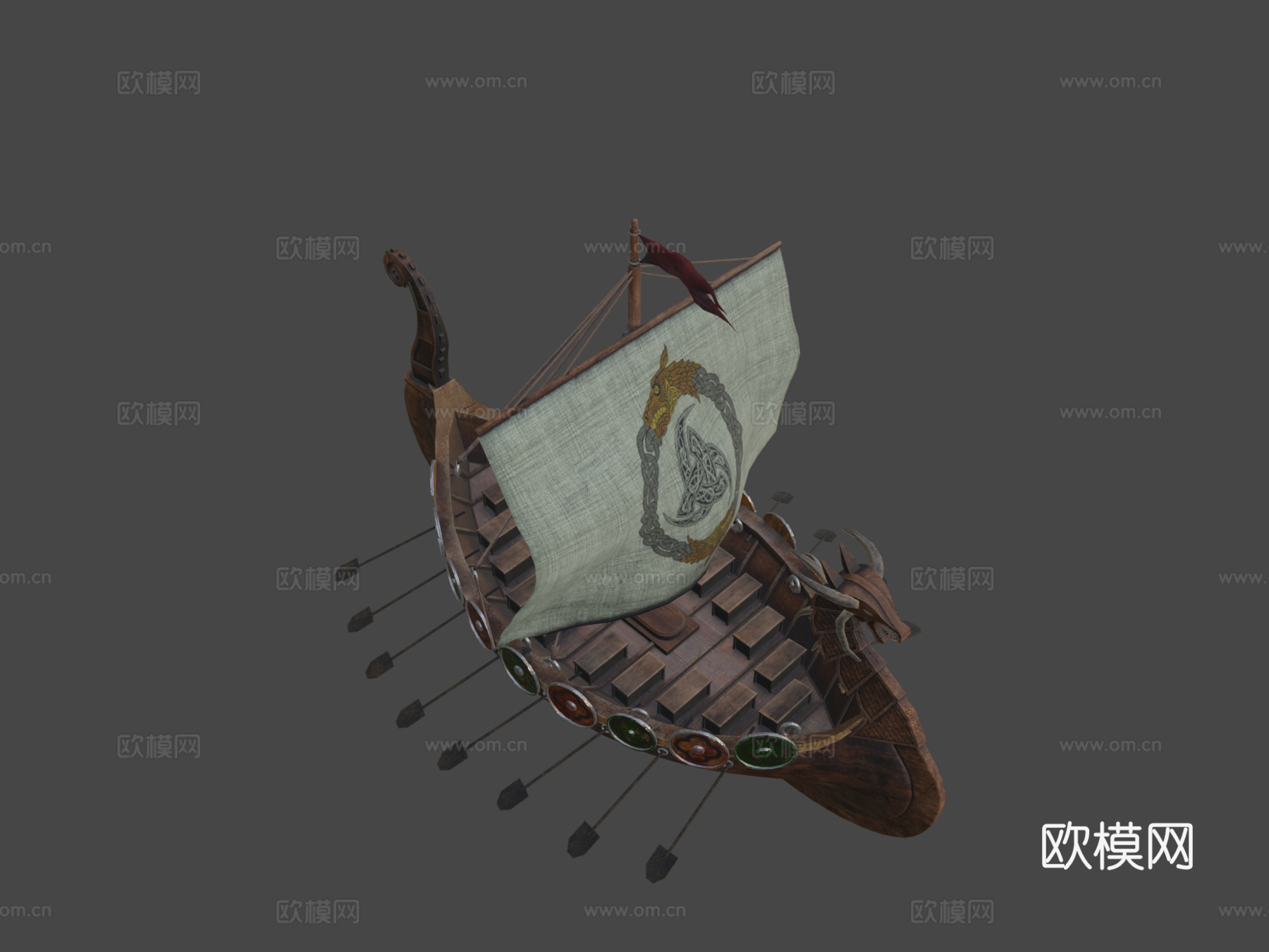 风格化 维京船su模型