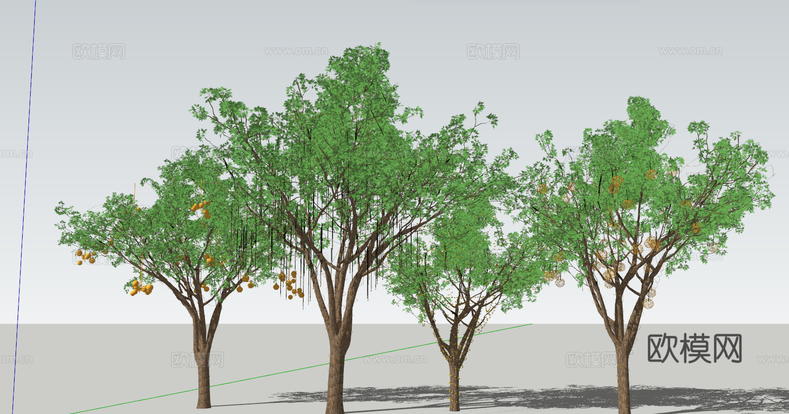 乔木灌木 现代景观树灯 挂树灯 星星灯 氛围灯 商业街氛围灯su模型