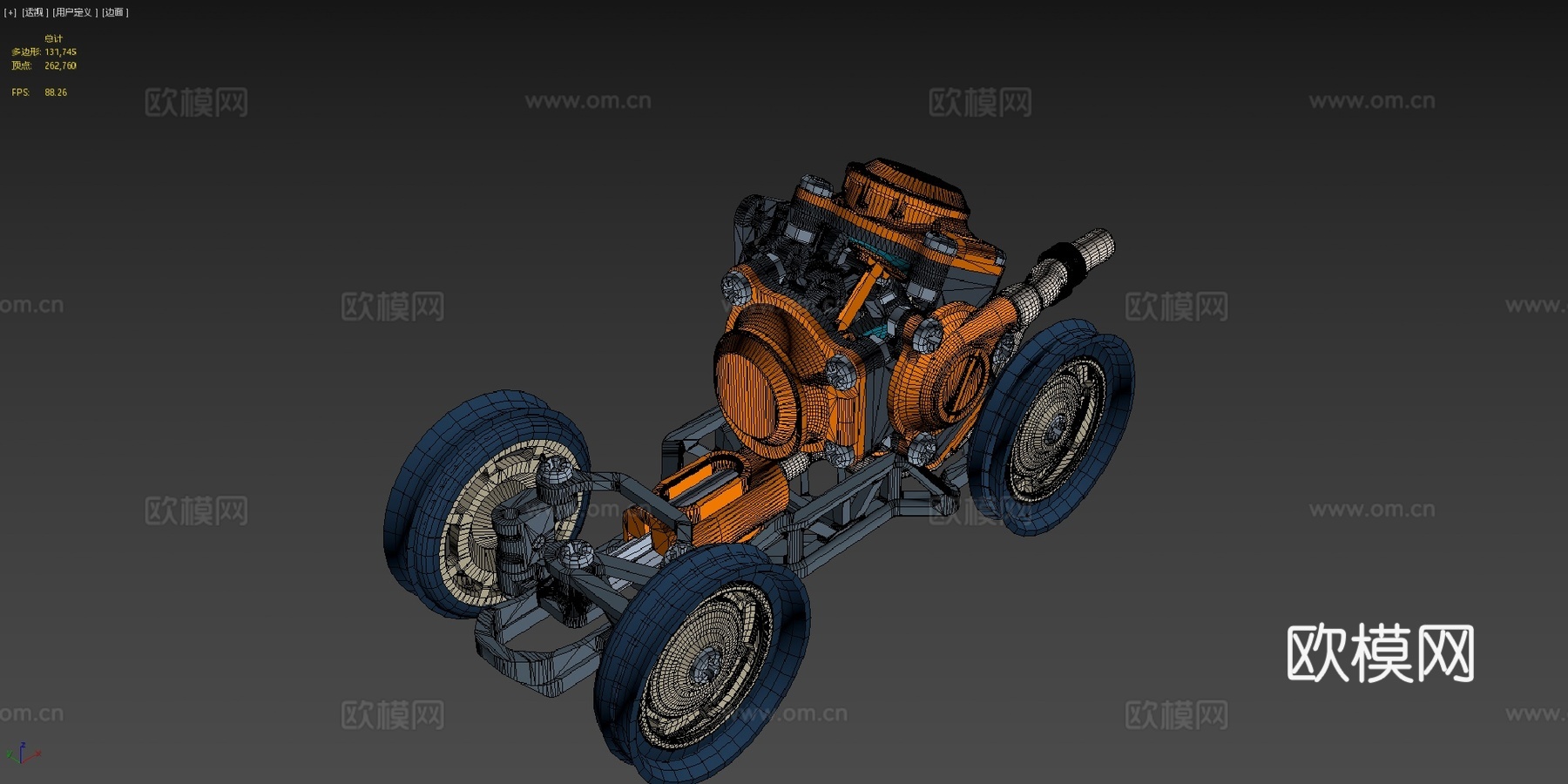 气动移动 三维可打印 气动玩具车su模型