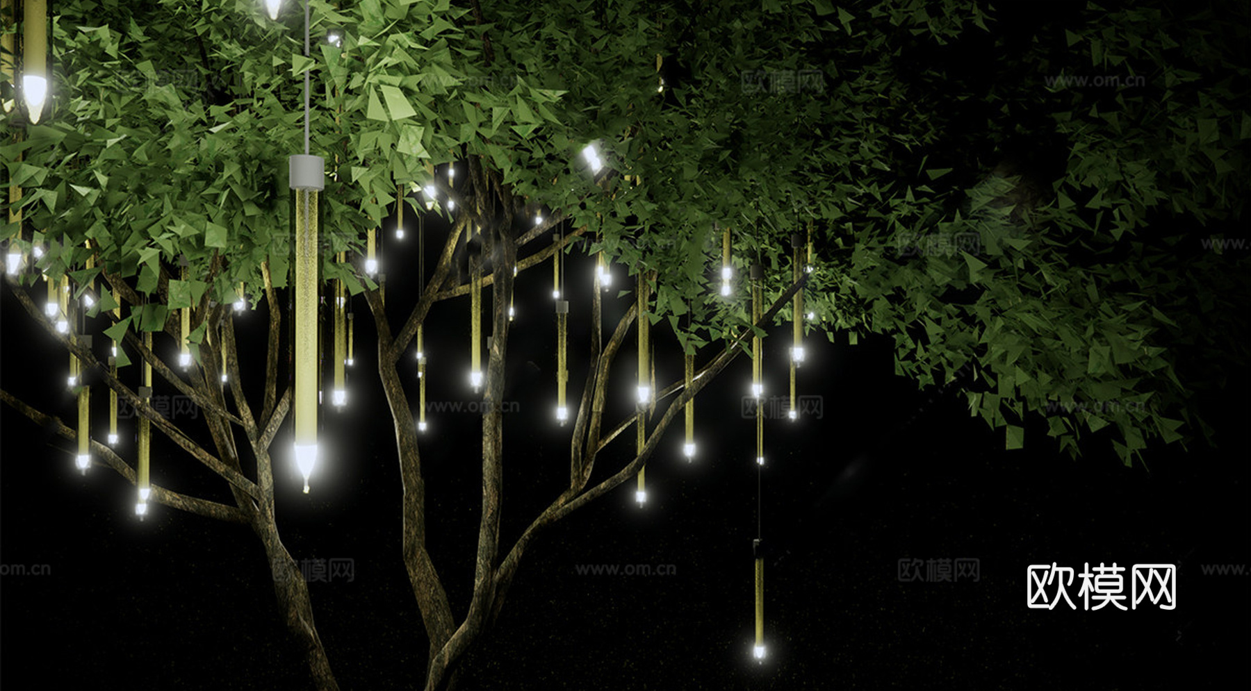 现代景观树灯 挂树灯 照树灯 星星灯 氛围灯su模型