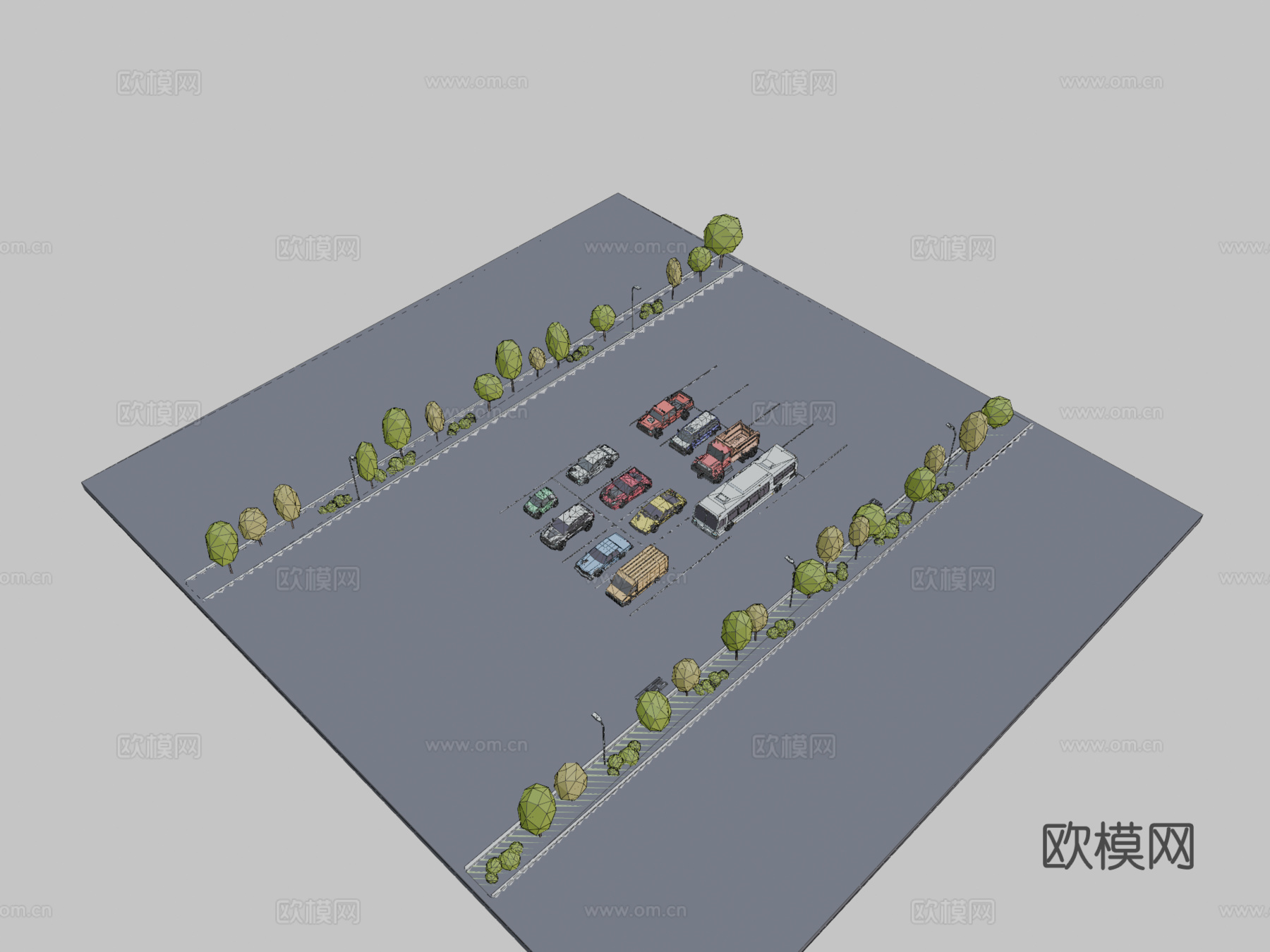 卡通低多边形城市汽车包su模型