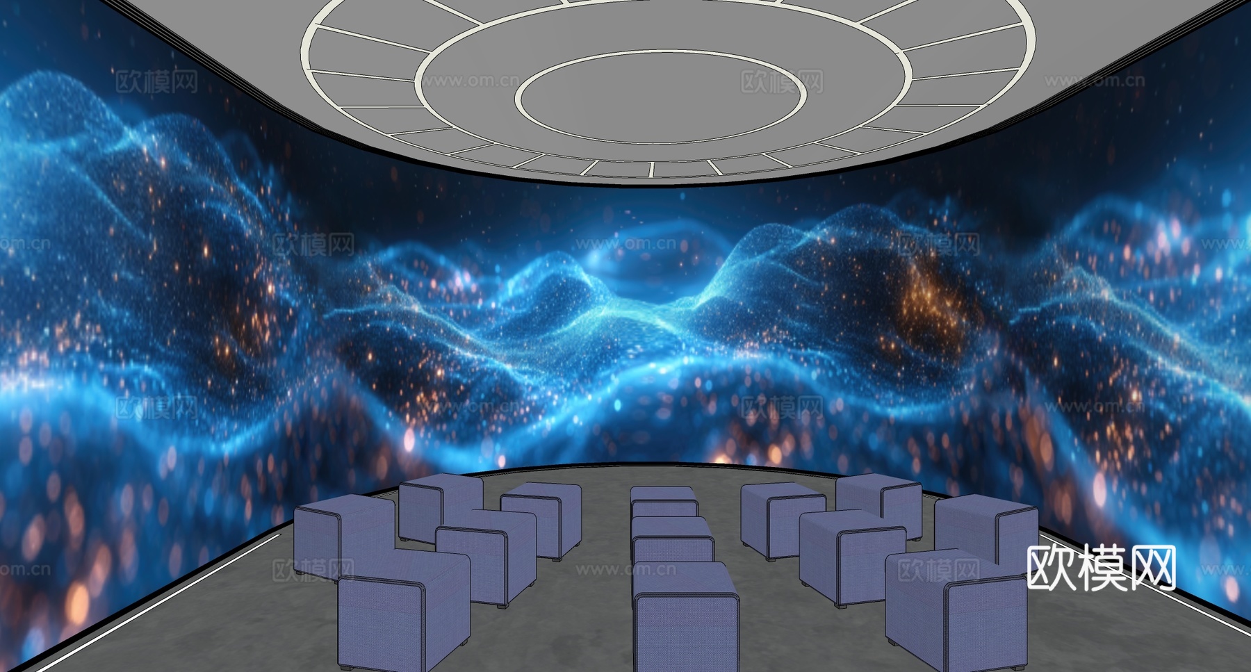 现代科技多媒体展厅 沉浸式科技影院 展厅su模型