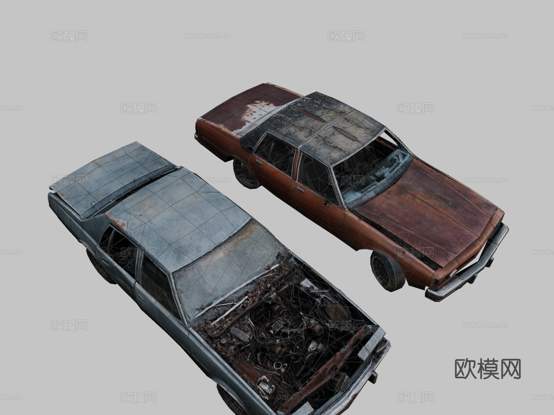 废弃80年代轿车su模型
