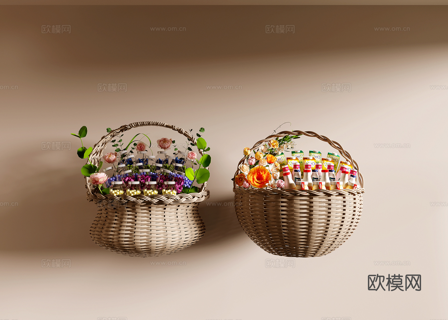 花篮 零食  花朵3d模型