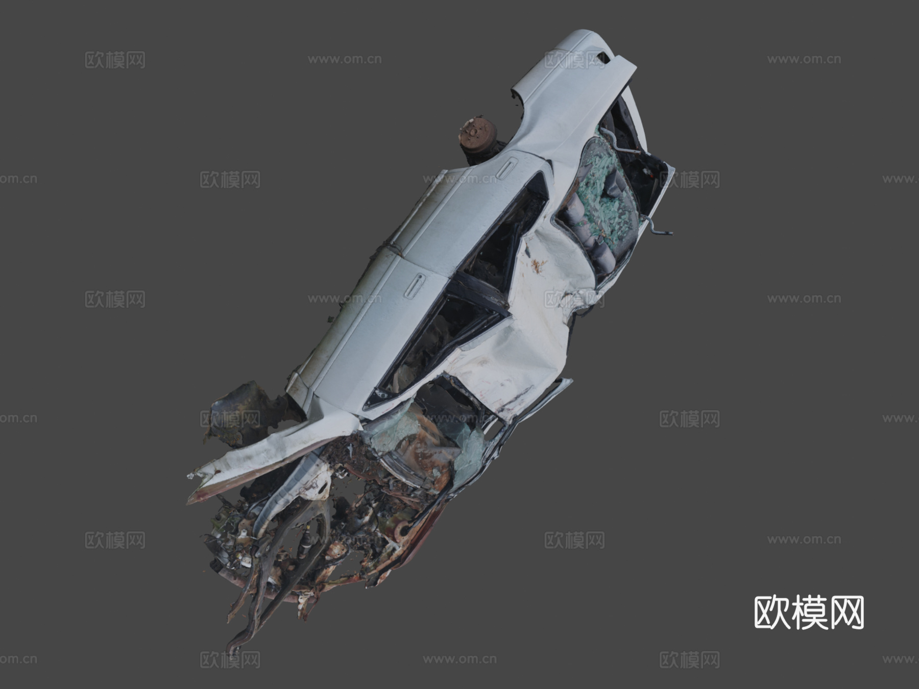 压碎汽车原始扫描su模型