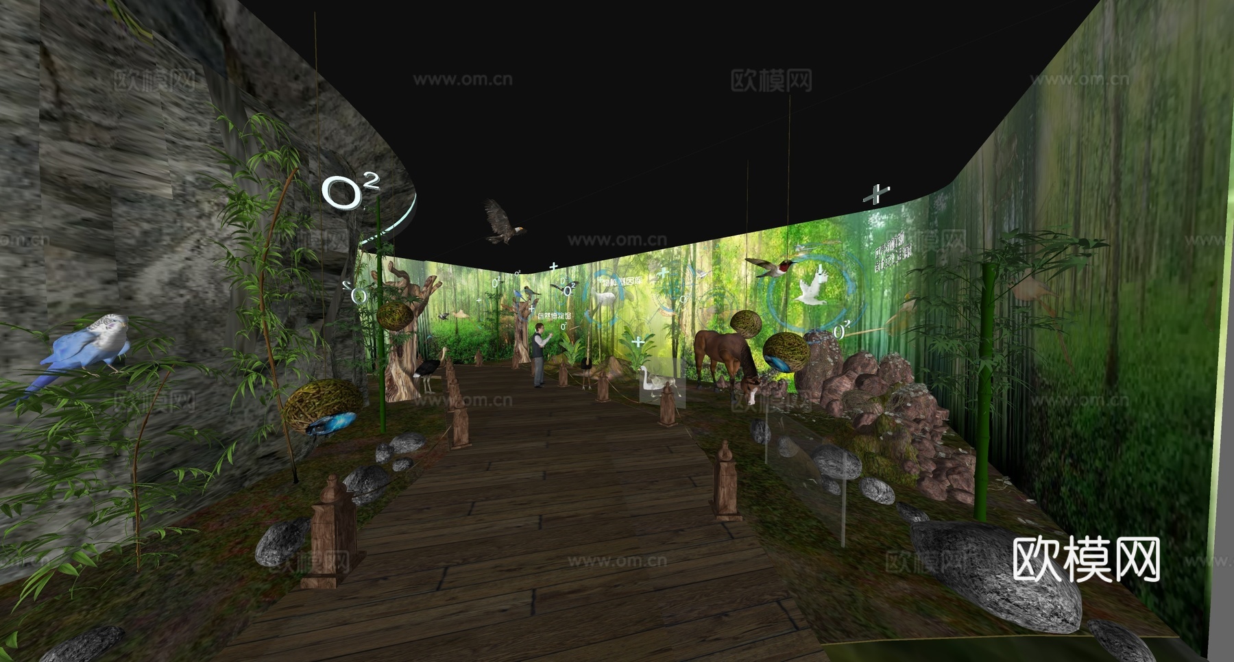 现代生态科技展厅 自然展厅 生态走廊沉浸展厅su模型