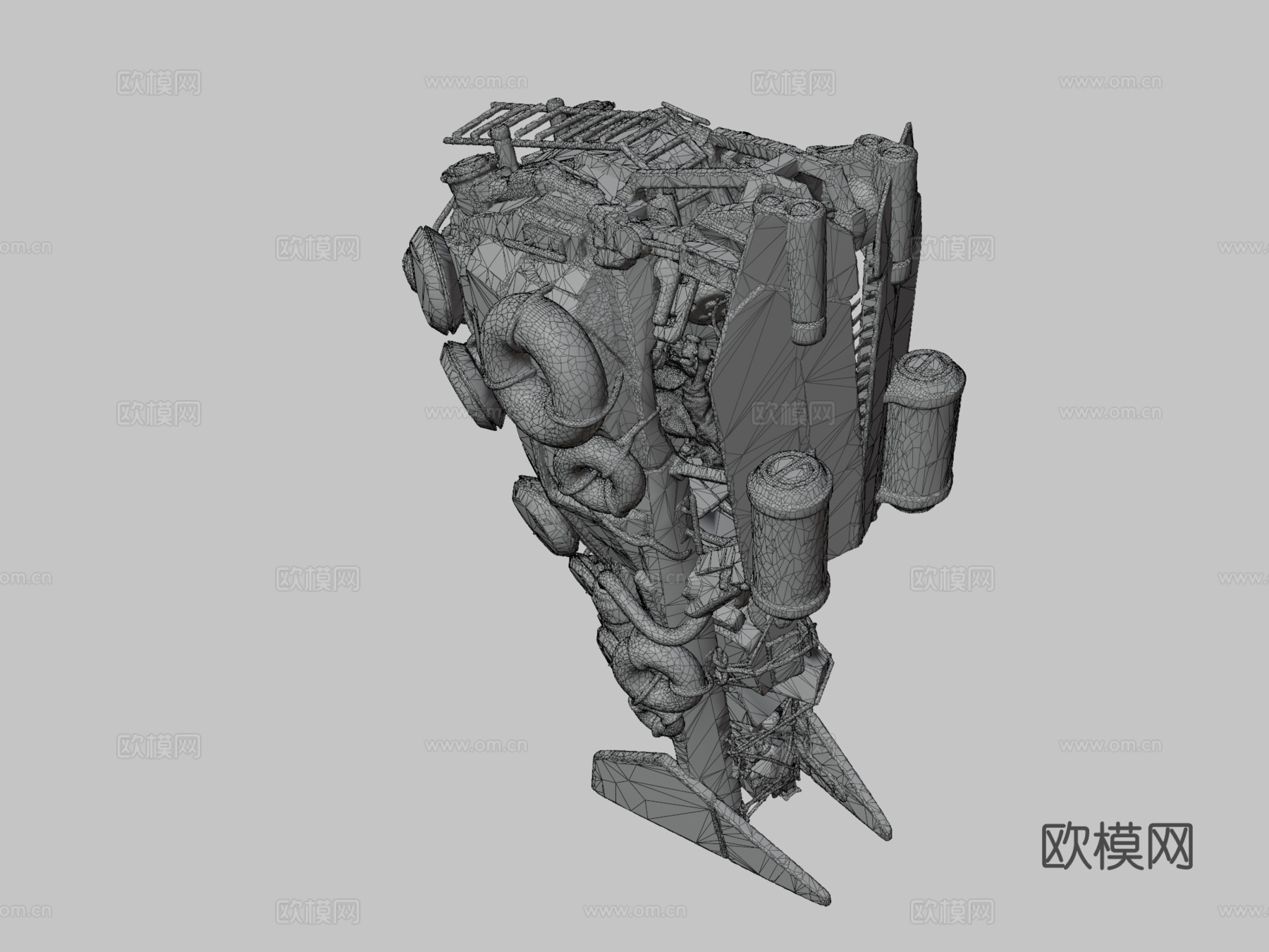 霓虹贫民窟悬浮拖船VR雕塑su模型