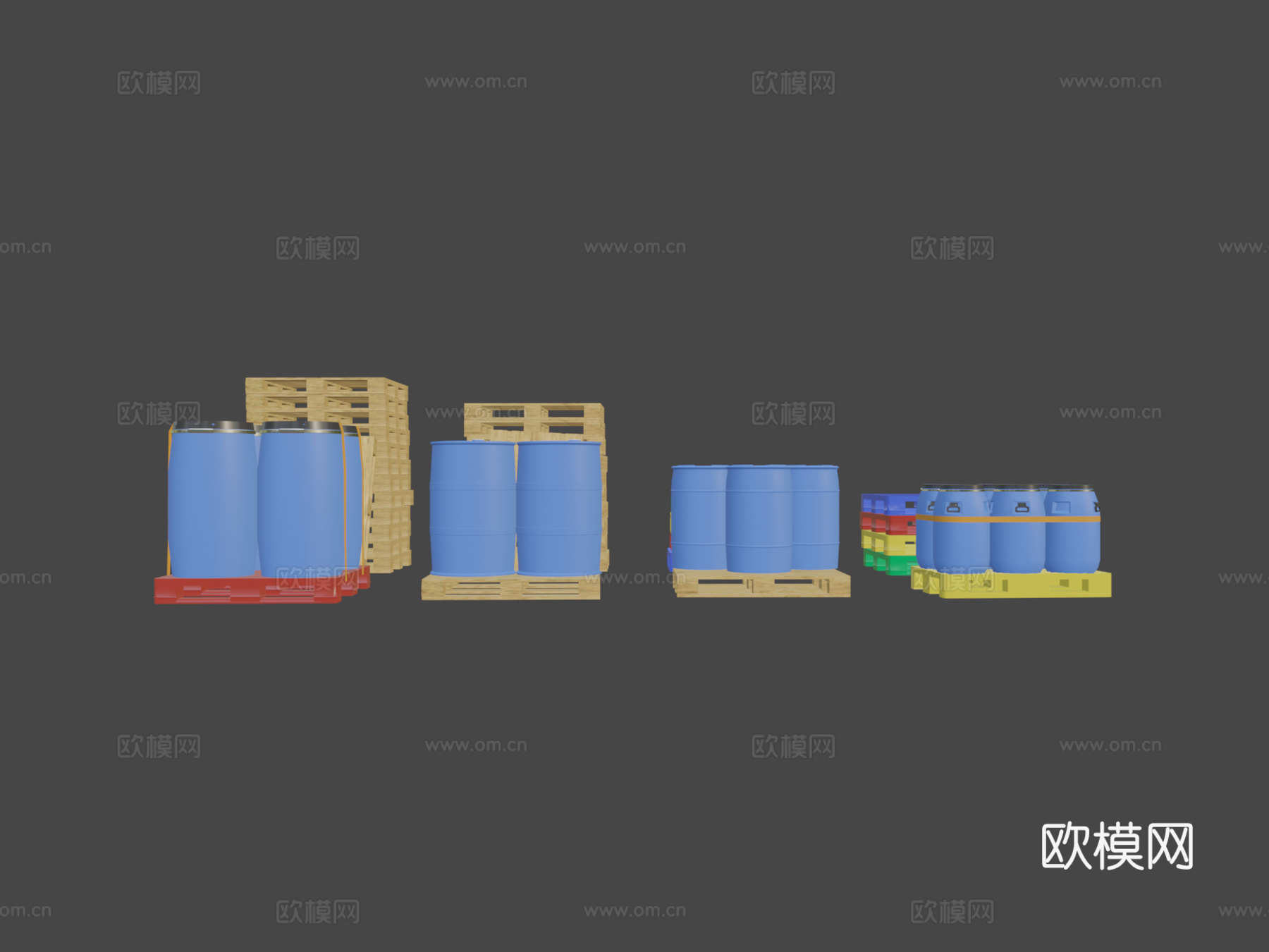托盘和塑料桶su模型