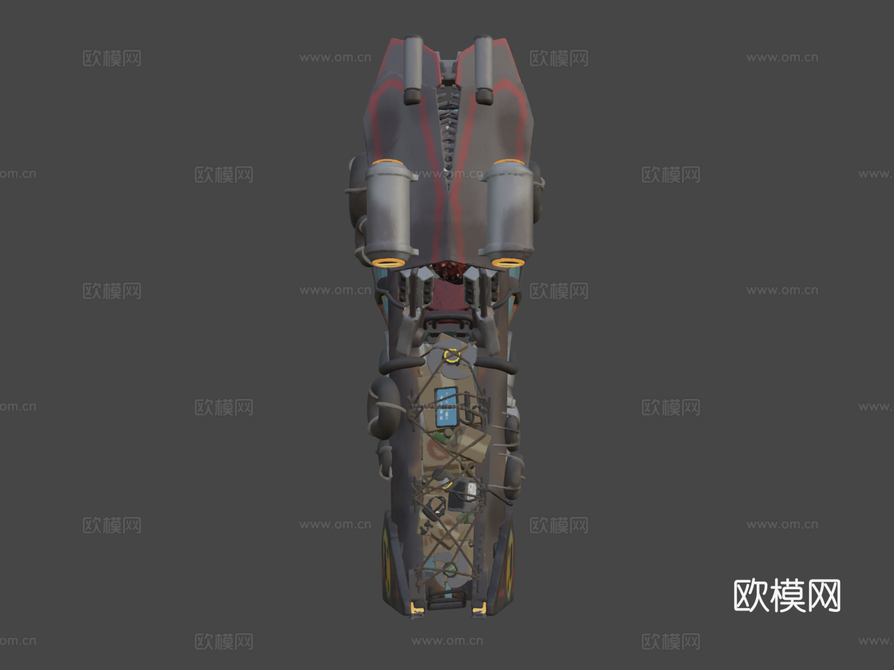 霓虹贫民窟悬浮拖船VR雕塑su模型