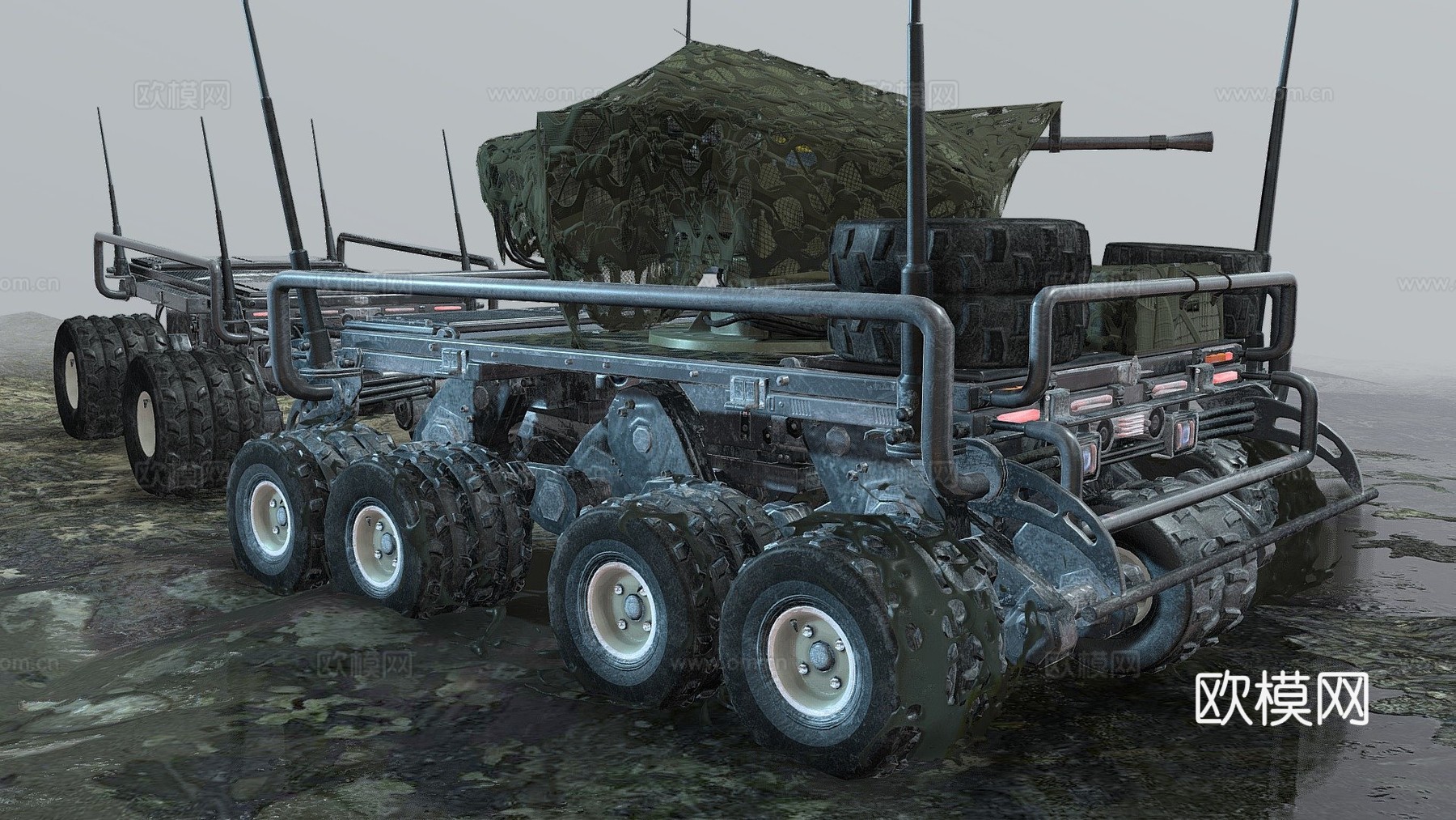 地面战斗无人机 机器人平台 炮塔su模型