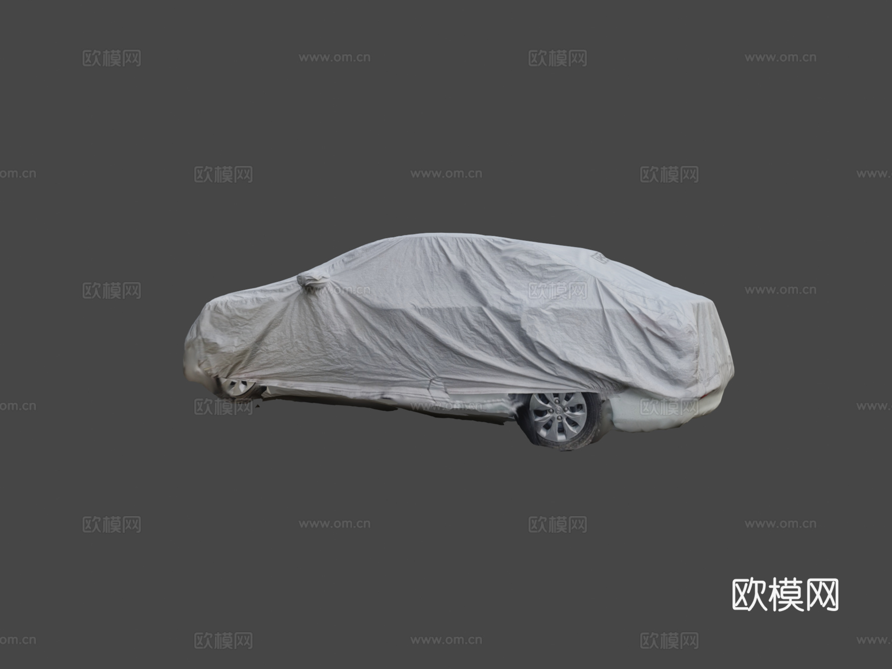 覆盖灰色布料的车2su模型