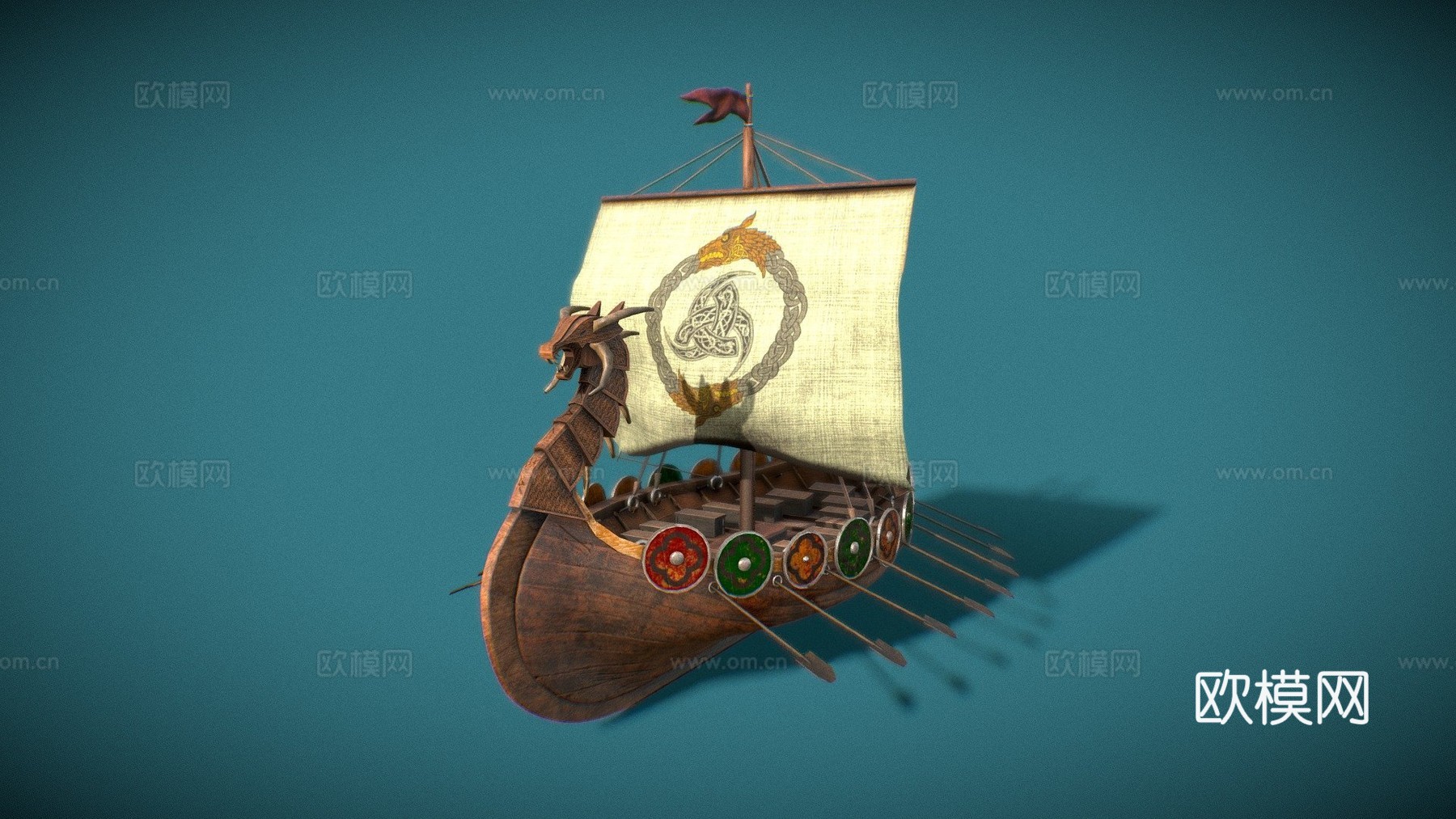 风格化 维京船su模型