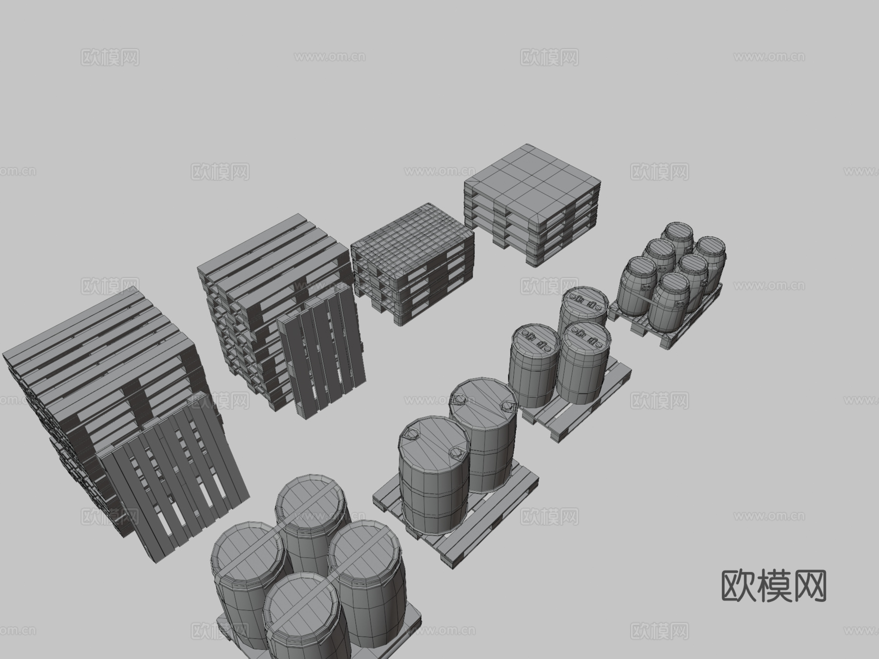 托盘和塑料桶su模型