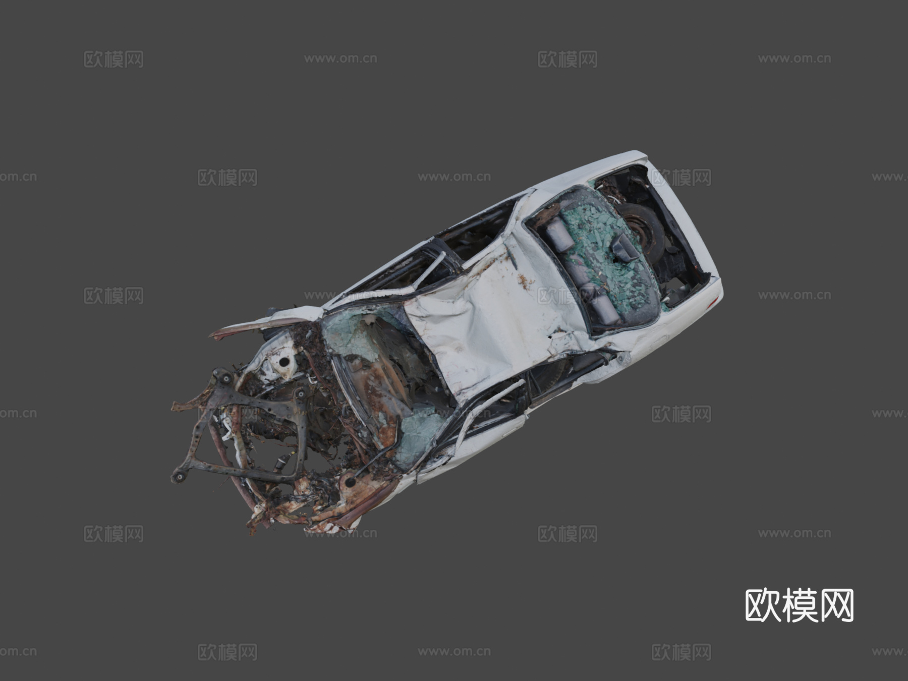 压碎汽车原始扫描su模型