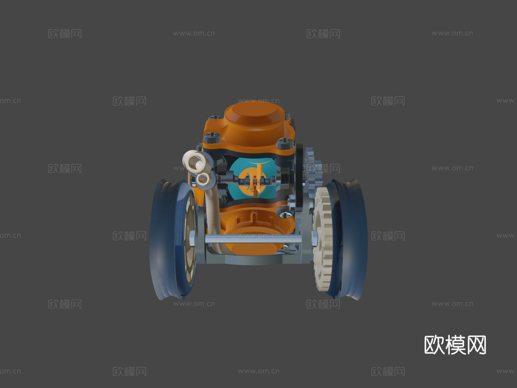 气动移动 三维可打印 气动玩具车su模型