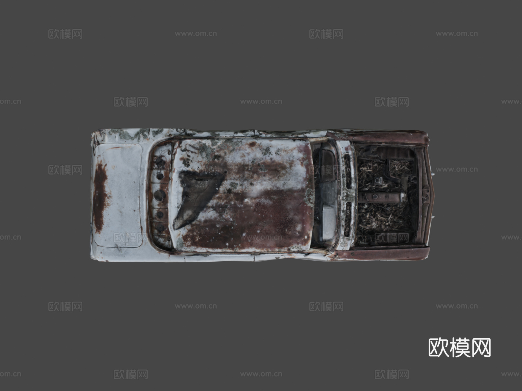 废弃轿车游戏就绪来自扫描su模型