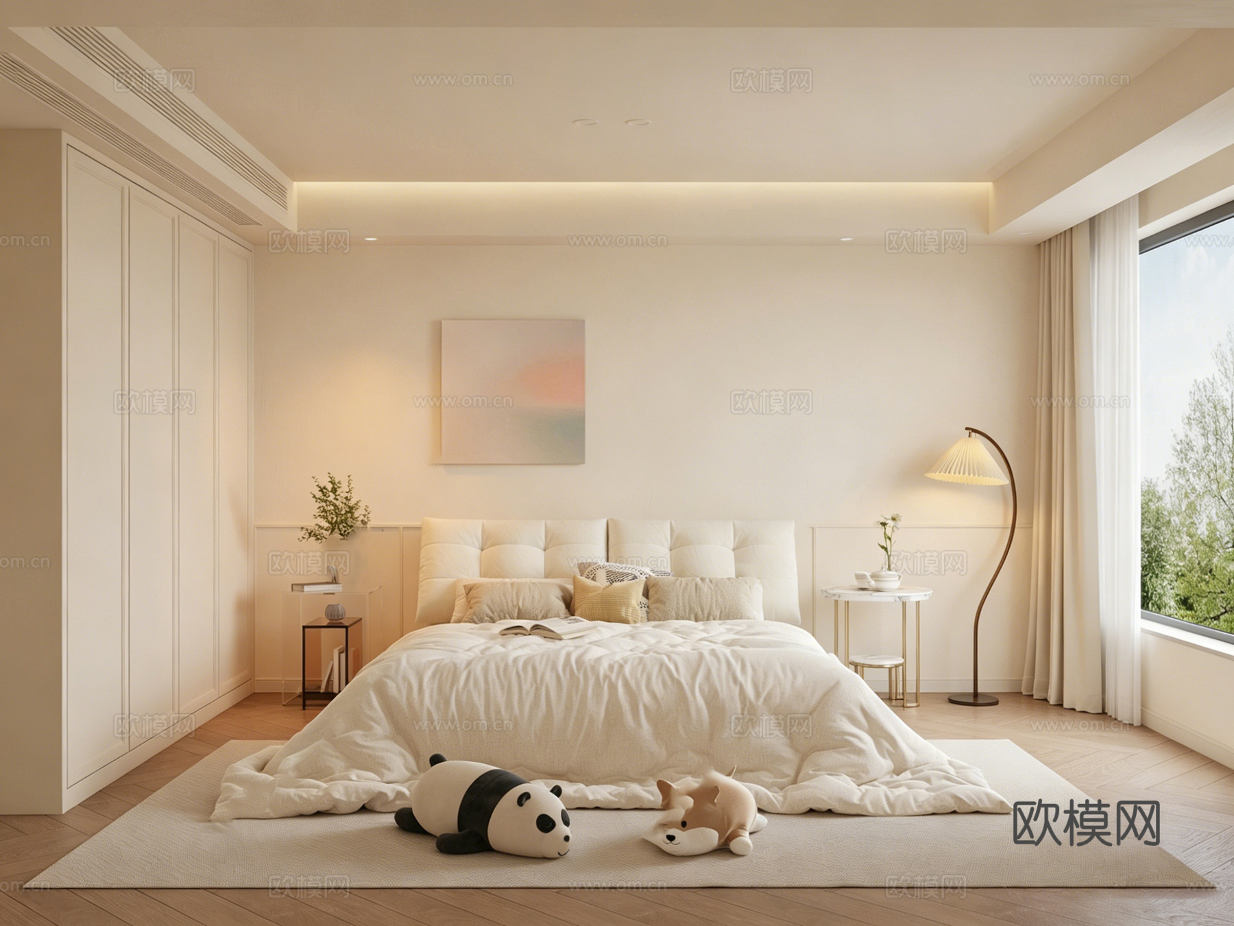室内家装 卧室 家具 床 别墅 新中式 现代su模型