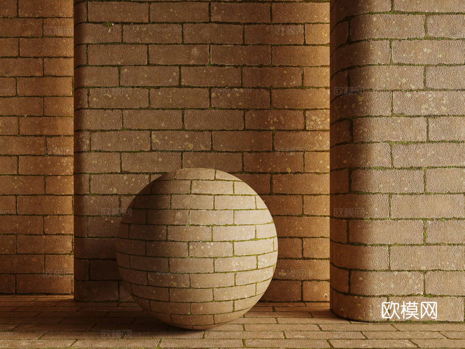 现代户外地砖 铺路砖 路面 地砖铺贴 墙砖3d模型