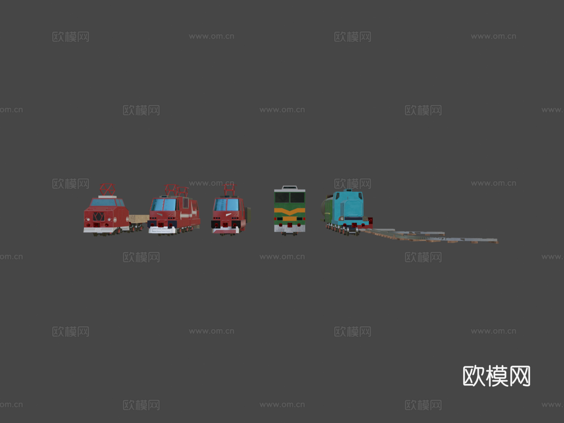 低多边形PBR铁路包su模型