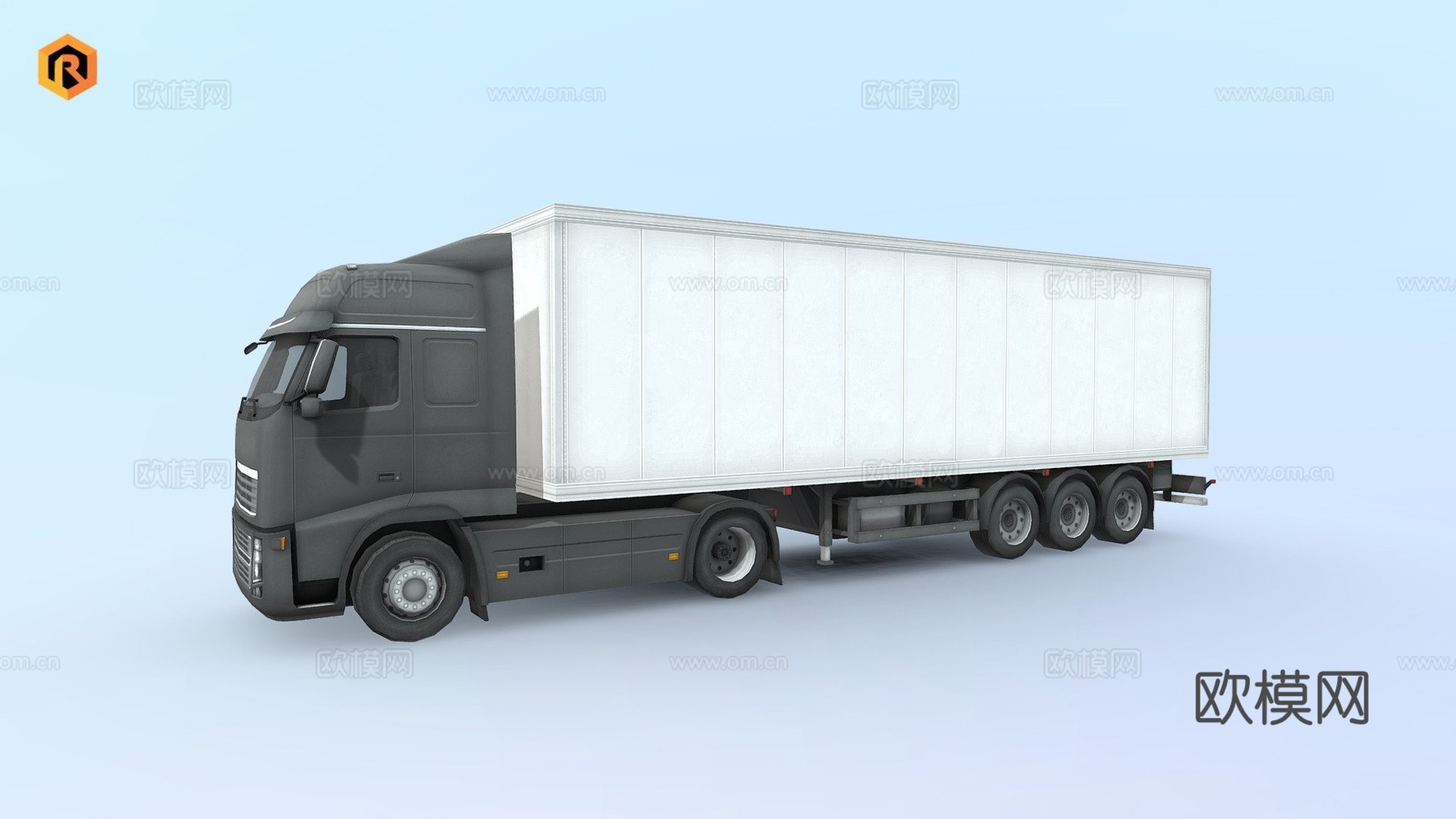 带拖车的大卡车su模型