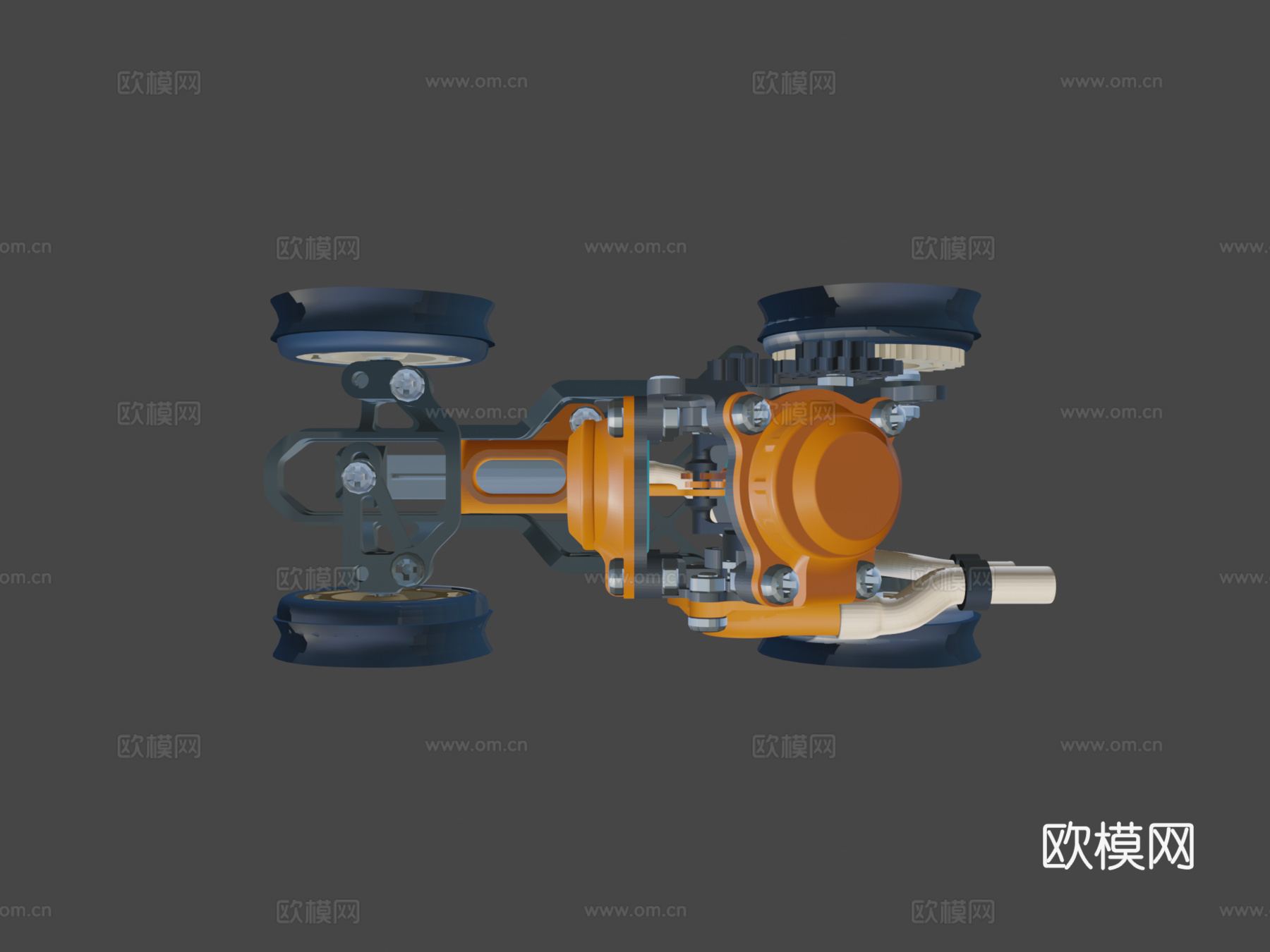 气动移动 三维可打印 气动玩具车su模型