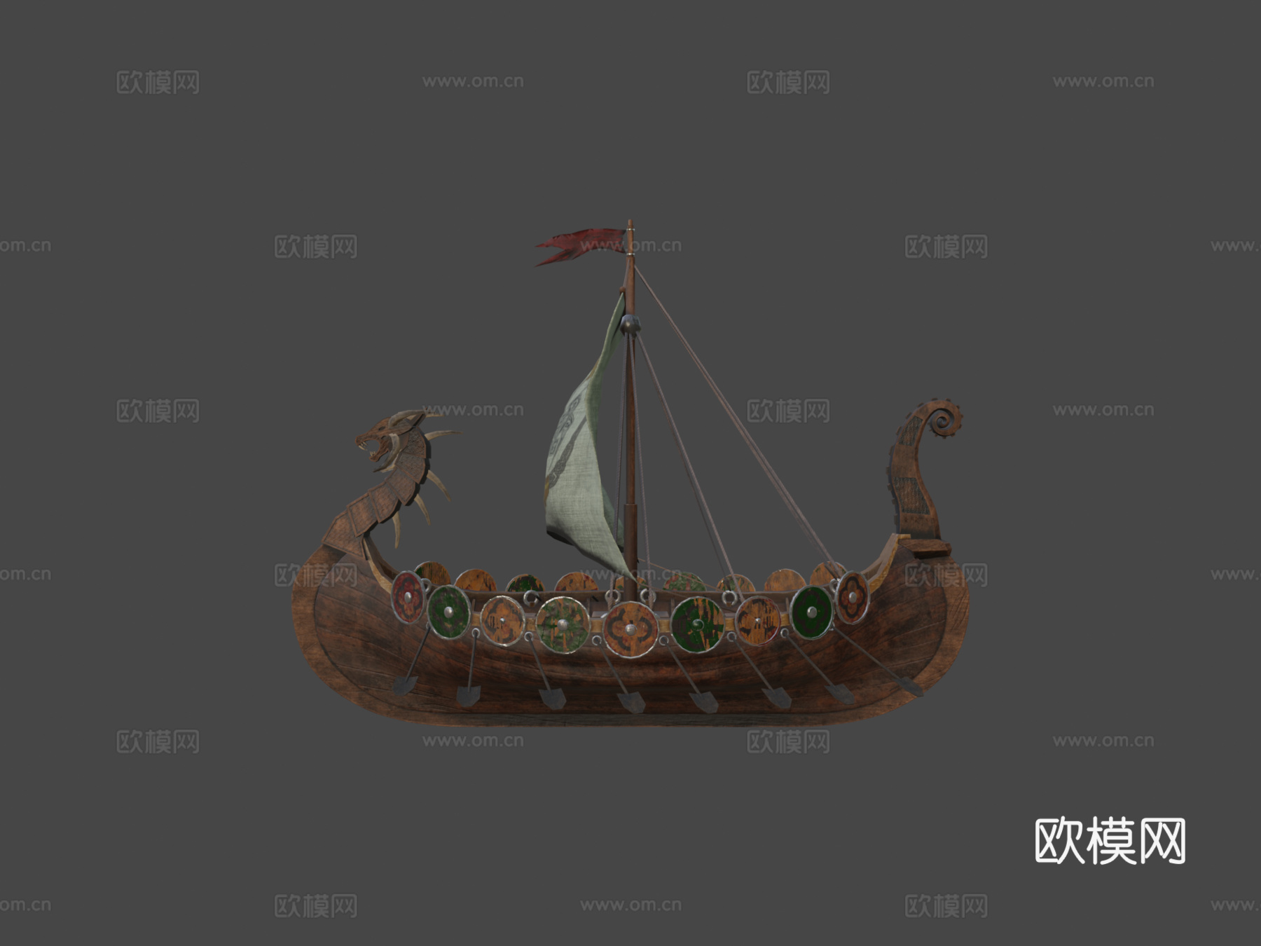 风格化 维京船su模型