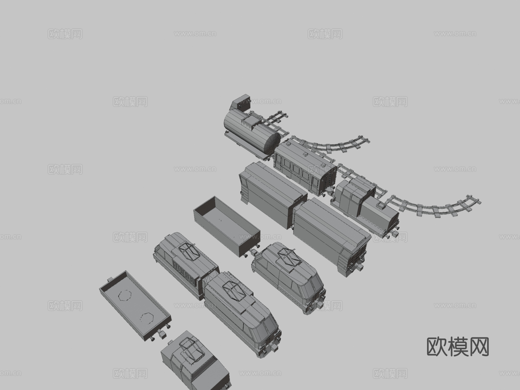 低多边形PBR铁路包su模型