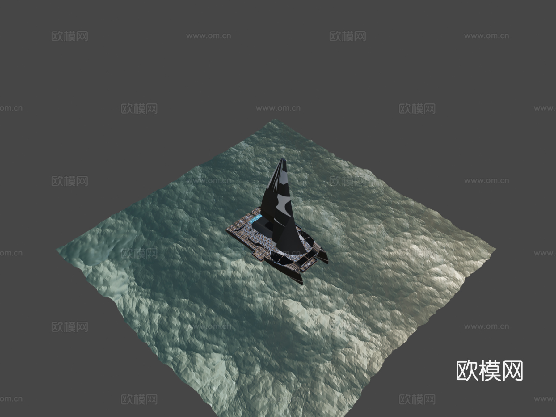 豪华双体游艇元宇宙烘焙版su模型