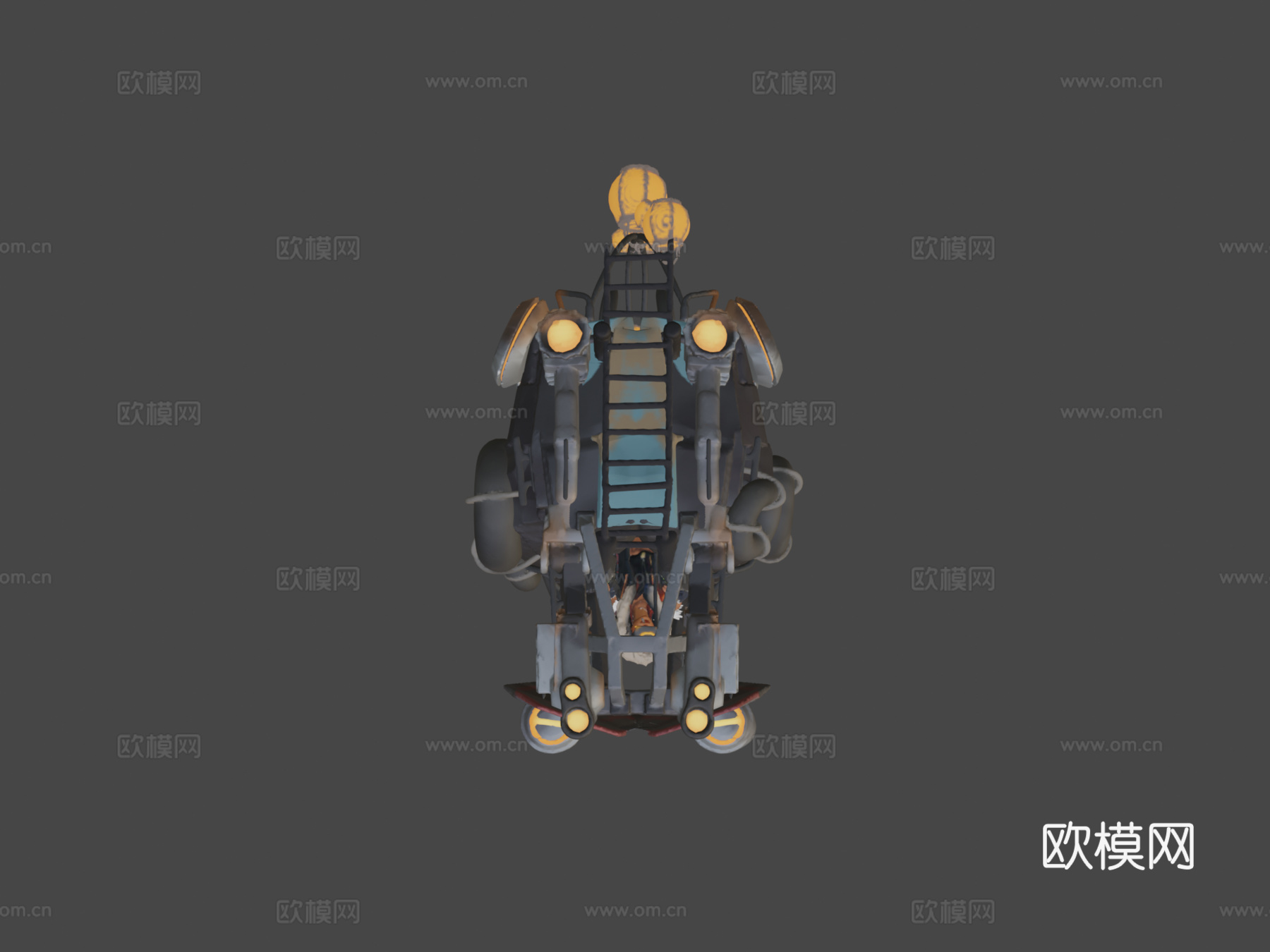 霓虹贫民窟悬浮拖船VR雕塑su模型