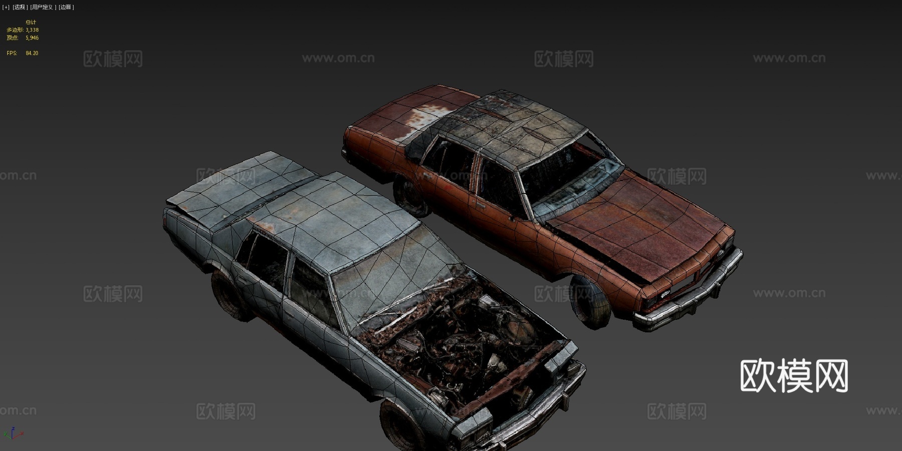 废弃80年代轿车su模型