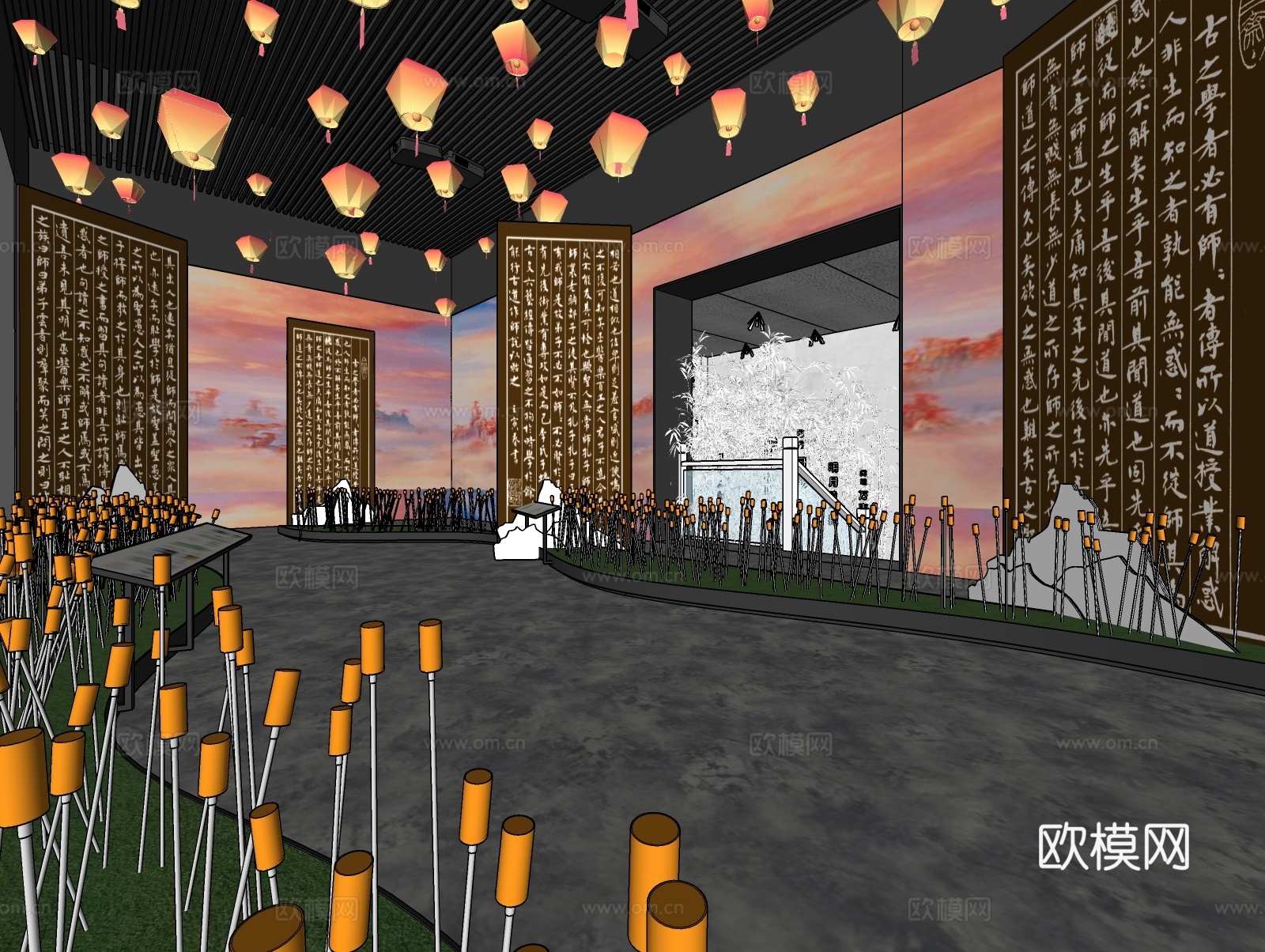 文化艺术展厅su模型