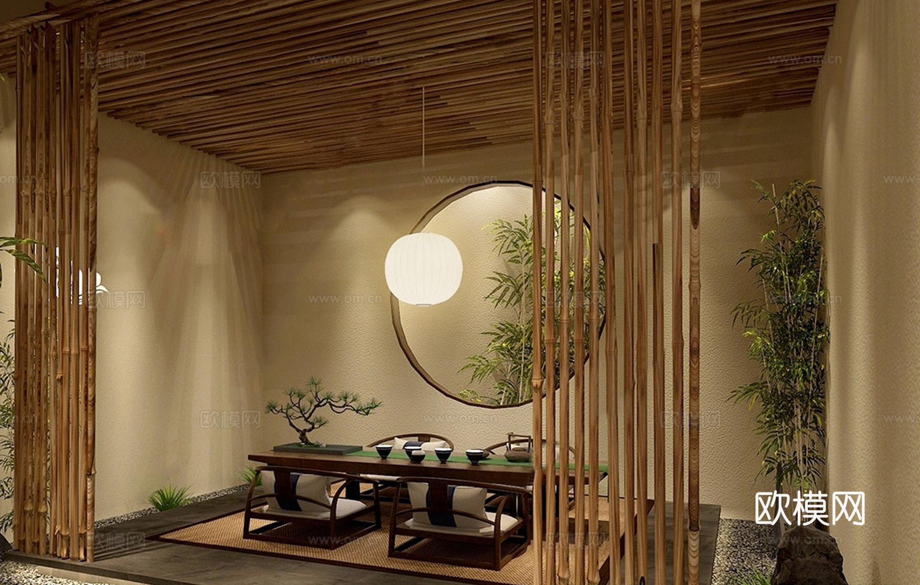 新中式茶室 茶馆 非遗文化展厅 茶文化su模型