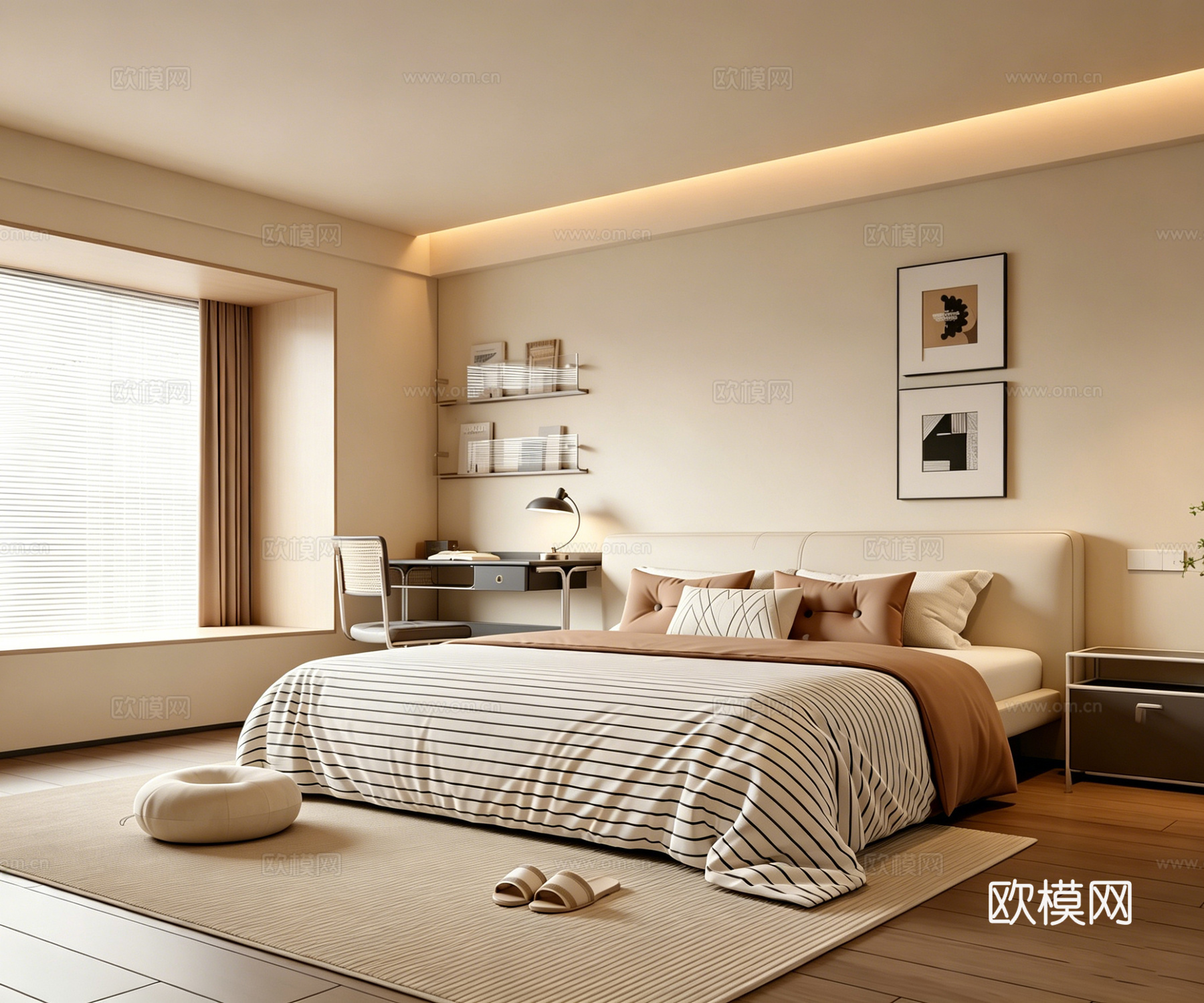 室内家装 卧室 家具 床 别墅 新中式 现代su模型