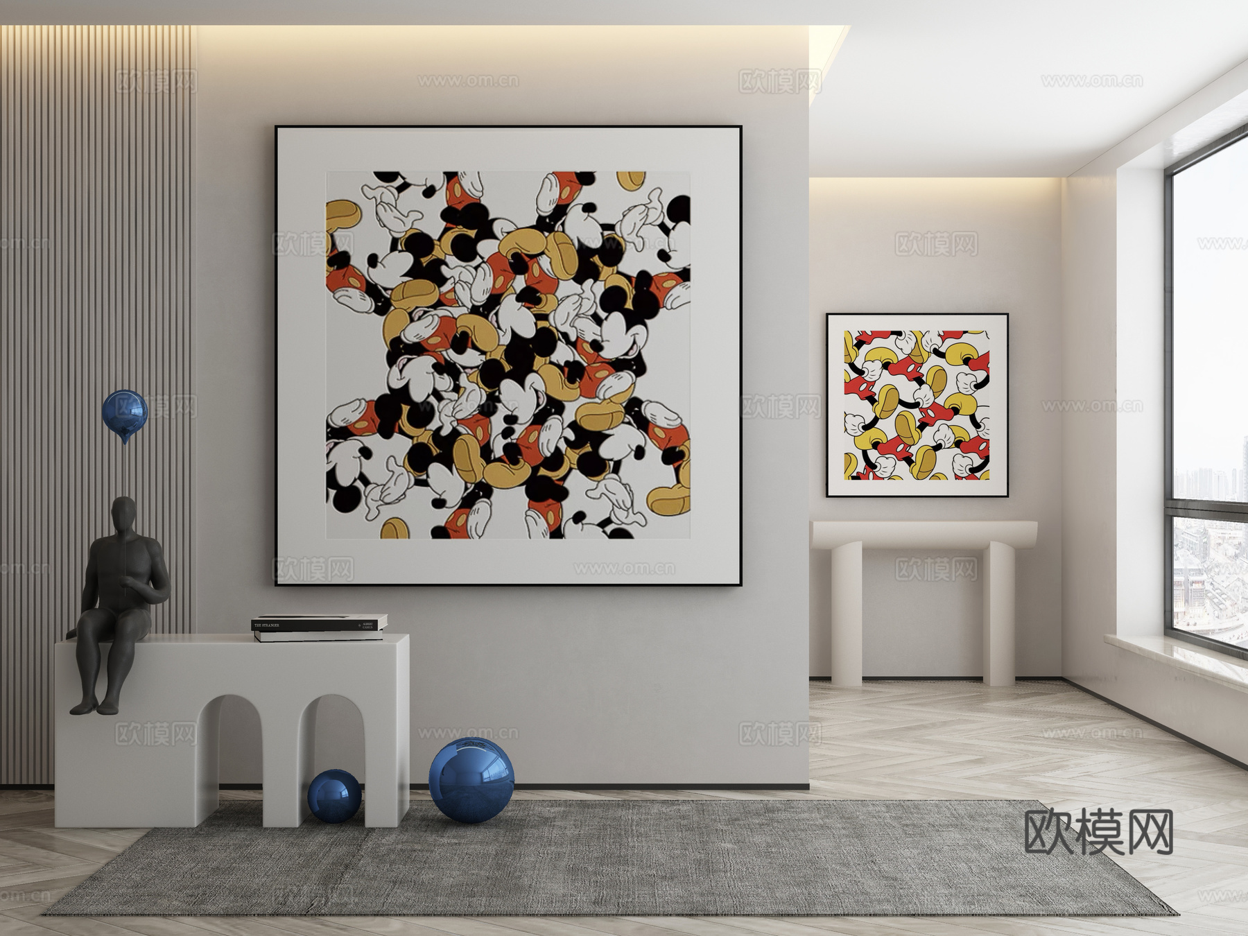 现代简约抽象挂画3d模型