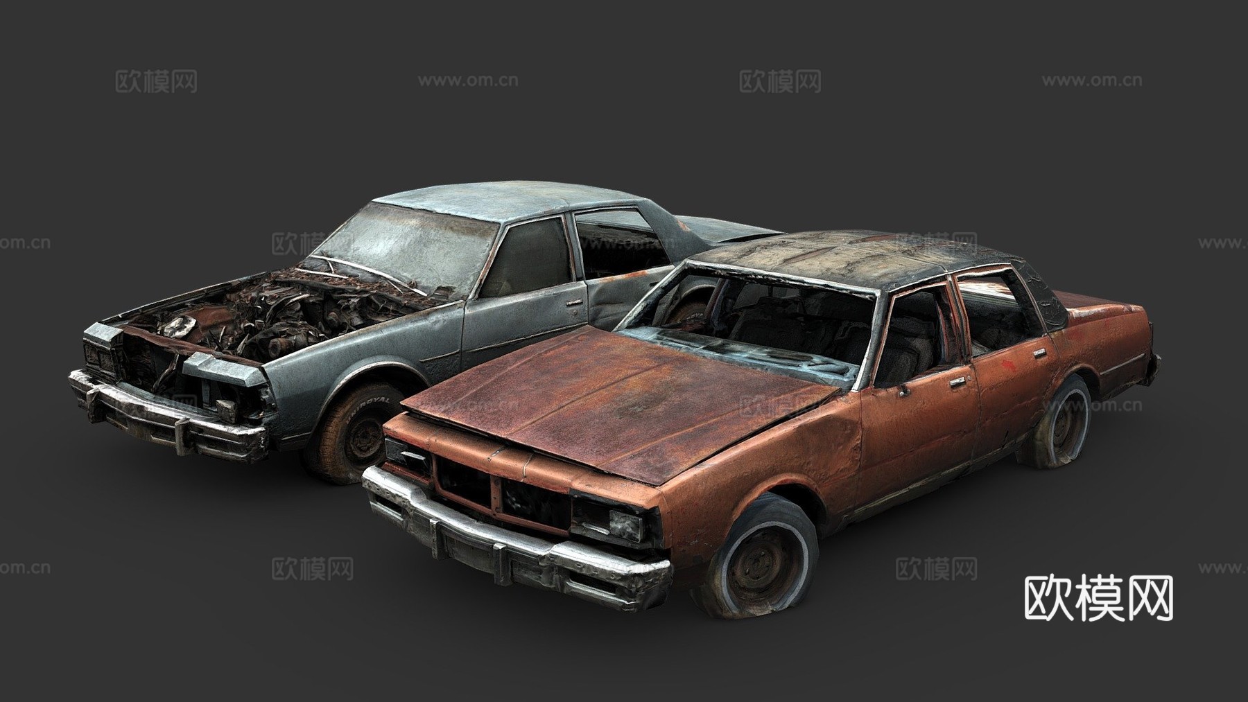 废弃80年代轿车su模型