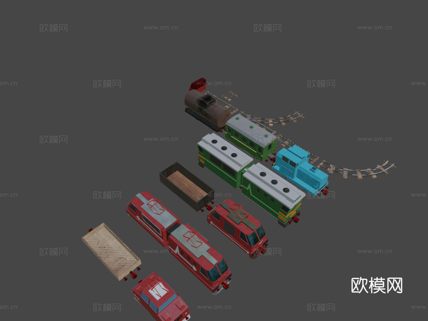 低多边形PBR铁路包su模型