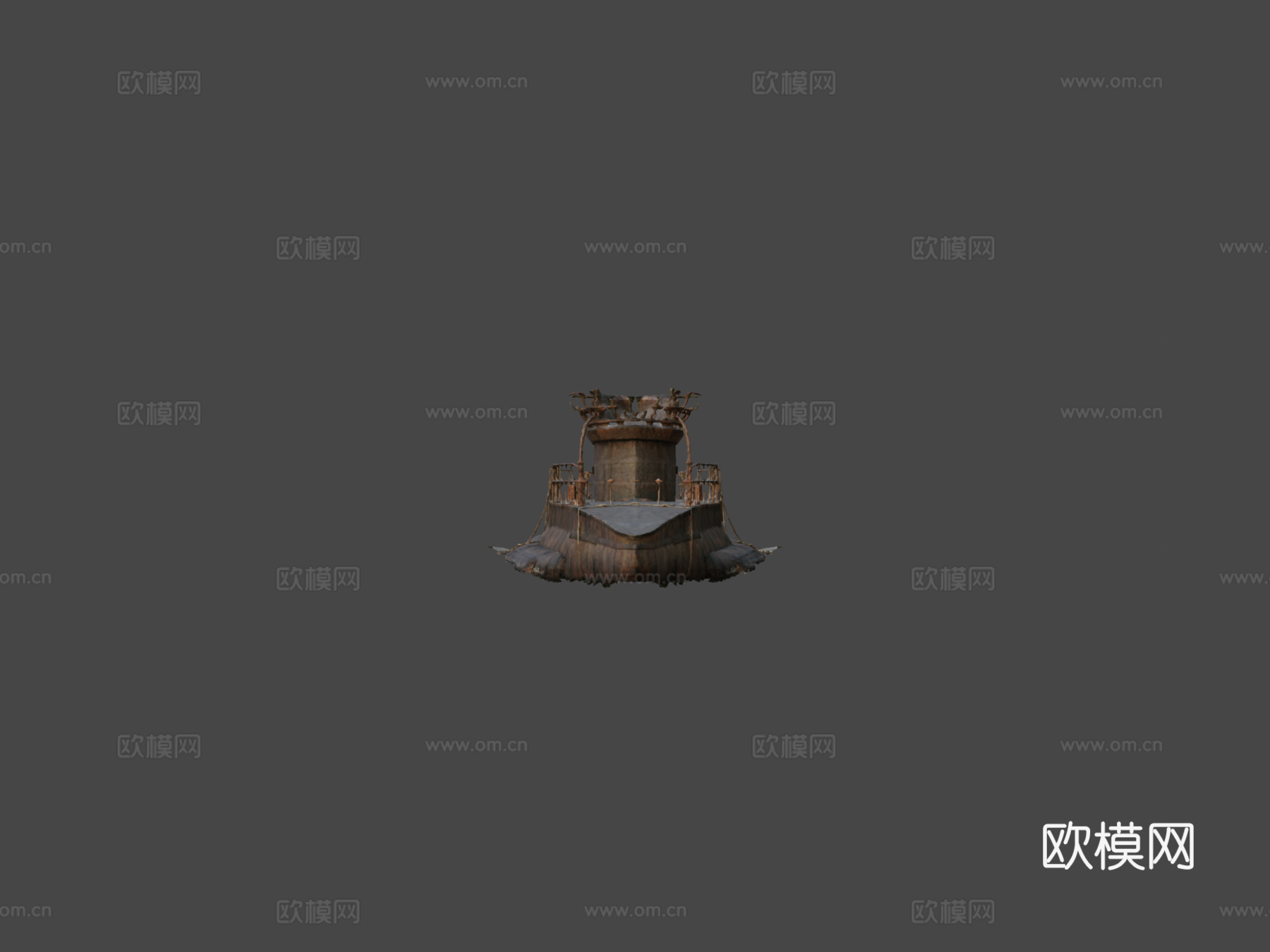 搁浅旧潜艇PBR扫描su模型