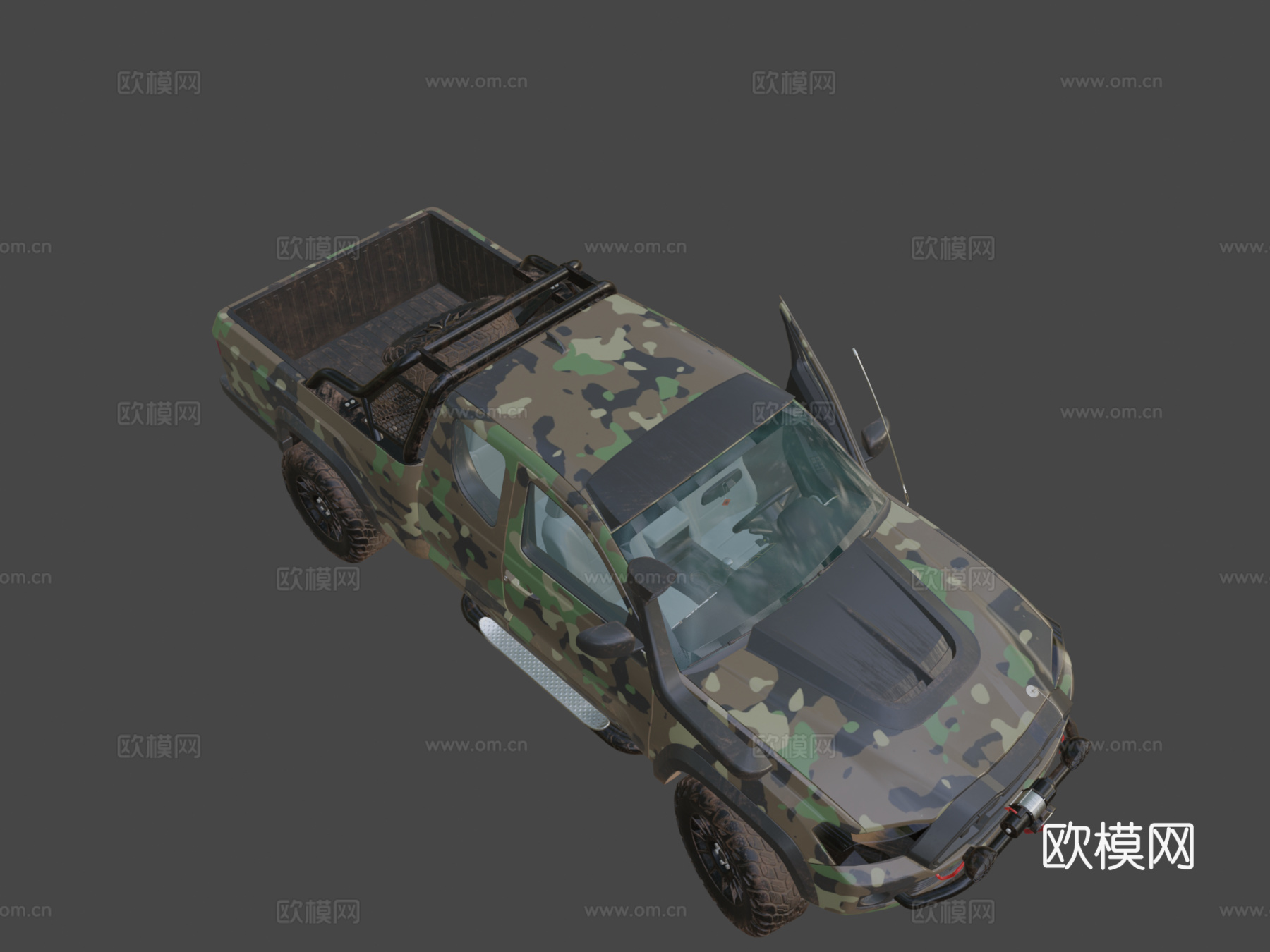 低多边形 通用 皮卡 军队su模型